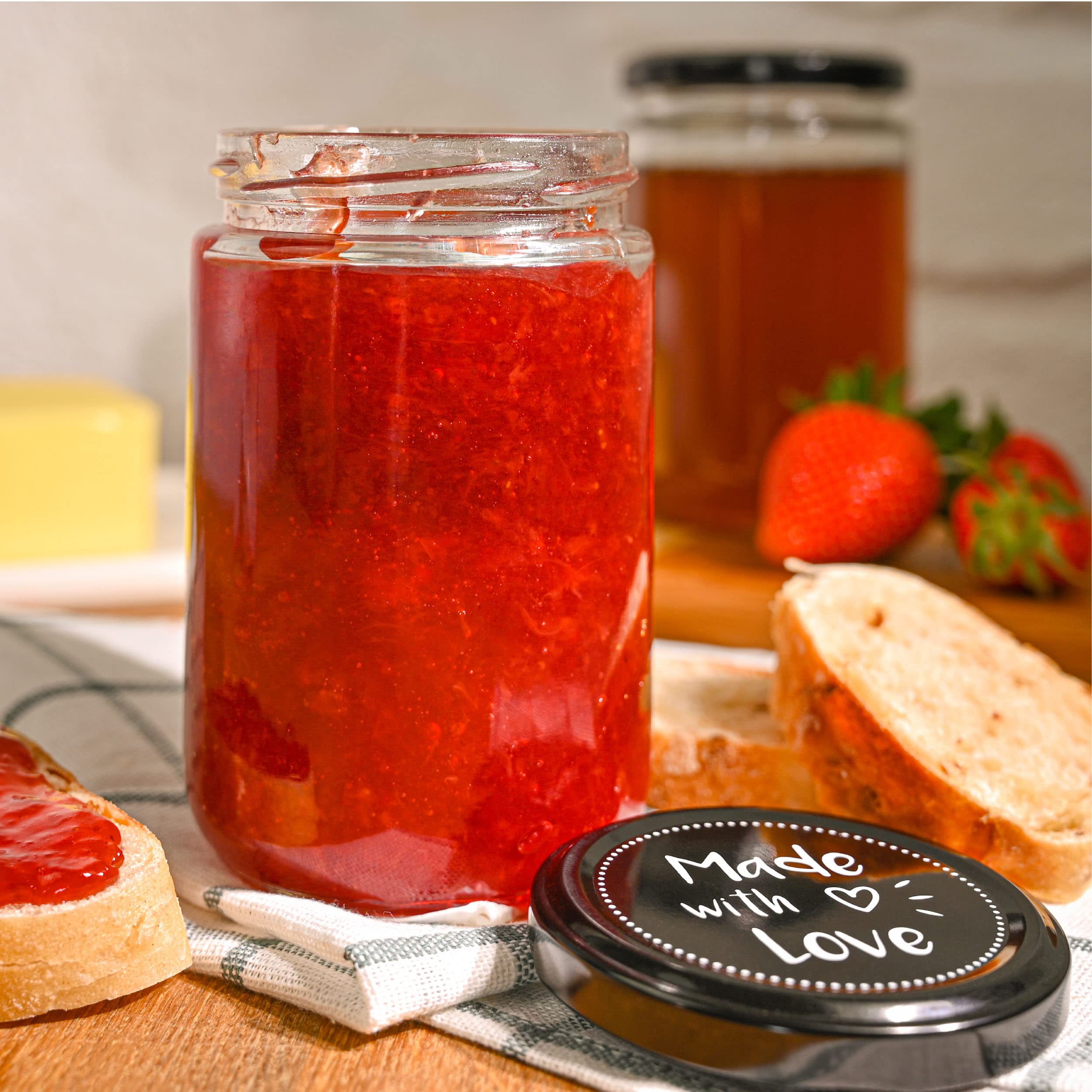 Praknu 12 Barattoli per Conserve 350 ml - Con Etichette e Pennarello - Ermetici - Lavabili in Lavastoviglie - Ideali da Regalare
