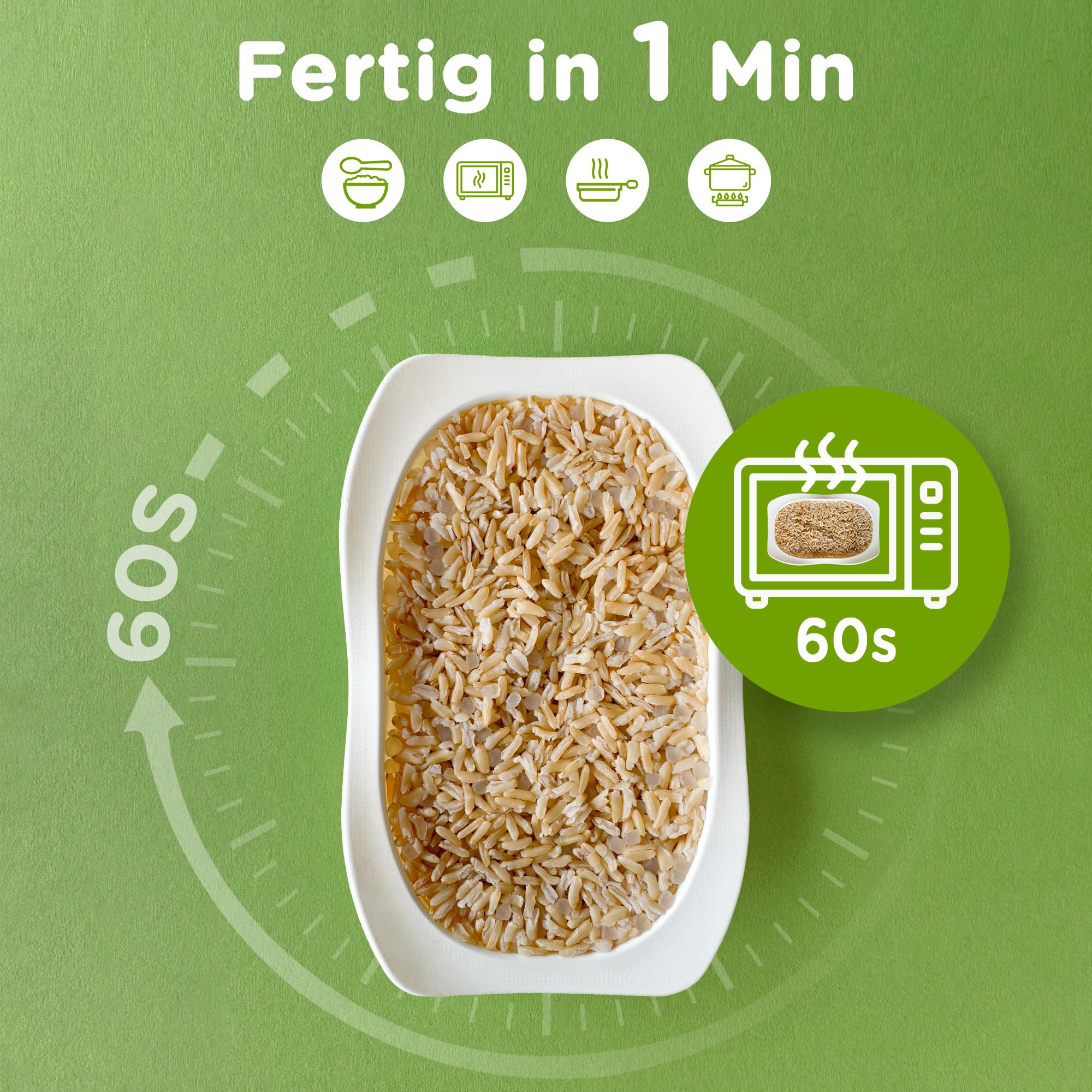 Elf-Family Konjac Rice Thai - Cuenco de Shirataki marrón - Caja de dieta para 1 dónde] - Arroz de jazmín instantáneo - Comidas preparadas para microondas - Superalimentos naturales - Micronutrientes