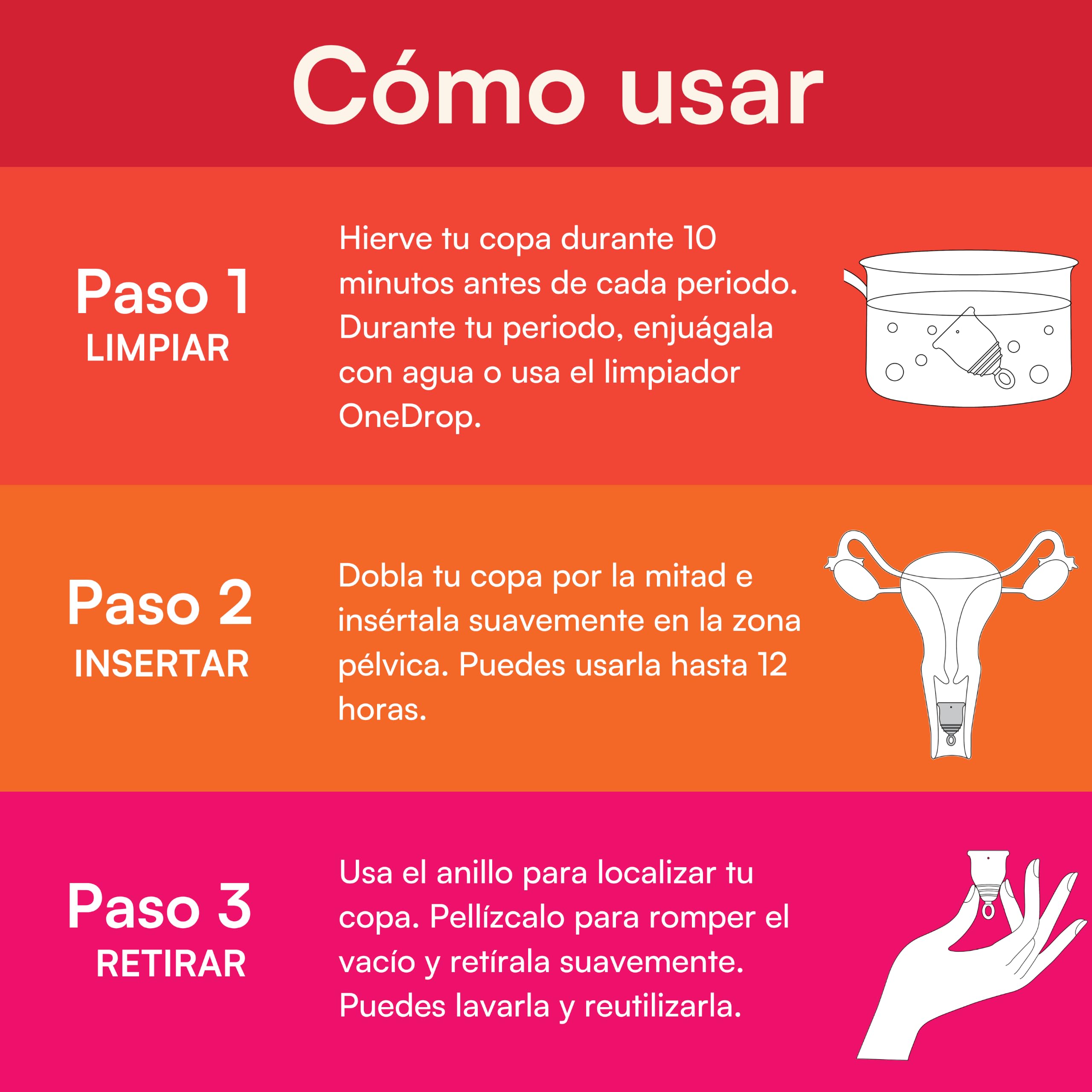 Asan Copa Menstrual - La Más Fácil de Insertar y Retirar, Diseño Único con Anillo, Silicona de Grado Médico, Diseñada en EE. UU. (Flujo Abundante)