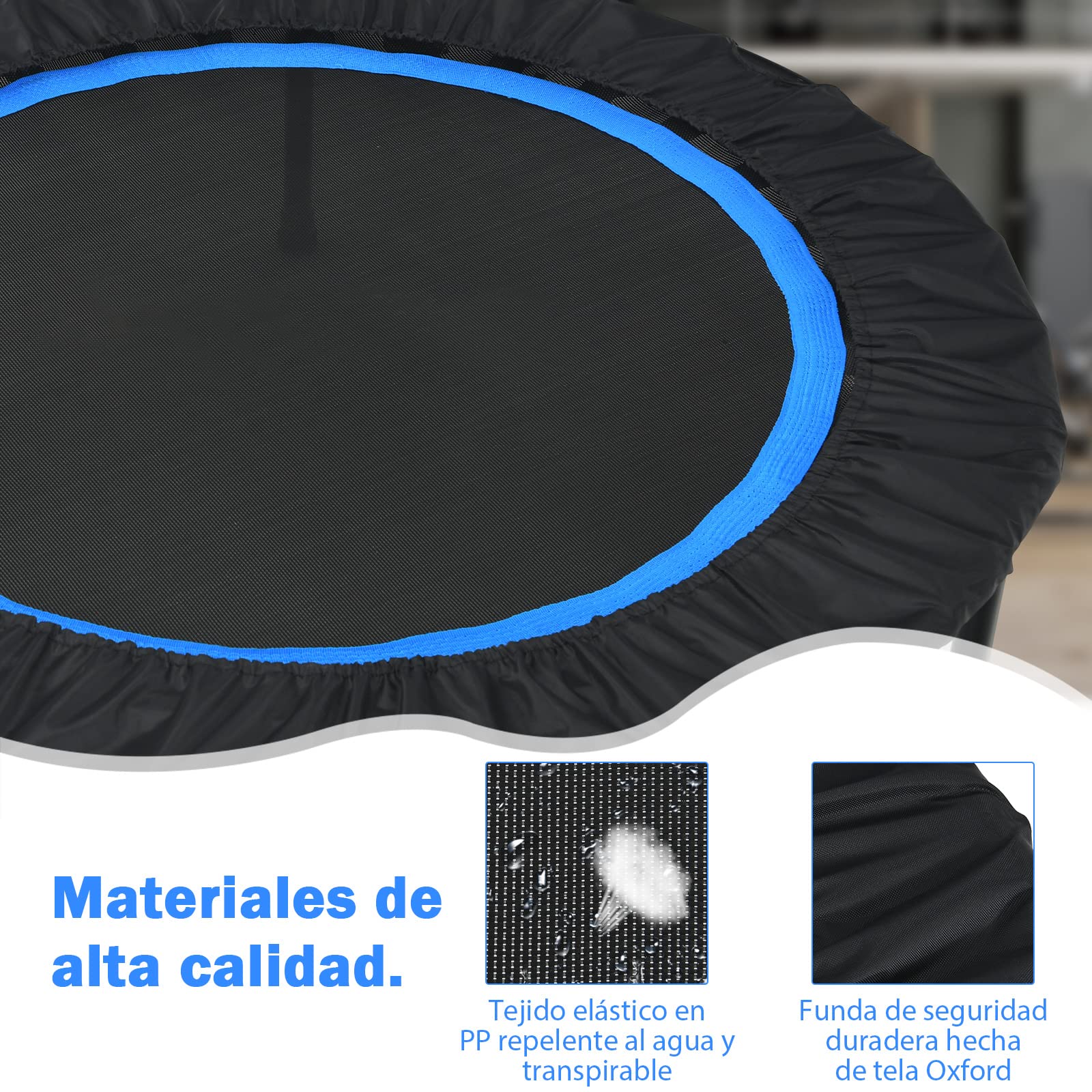 COSTWAY Cama Elástica Plegable 101 cm con 2 Bandas de Resistencia, Trampolín Elástico con Empuñadura Regulable, Cama Elástica Fitness de Interior y Exterior para Niños y Adultos