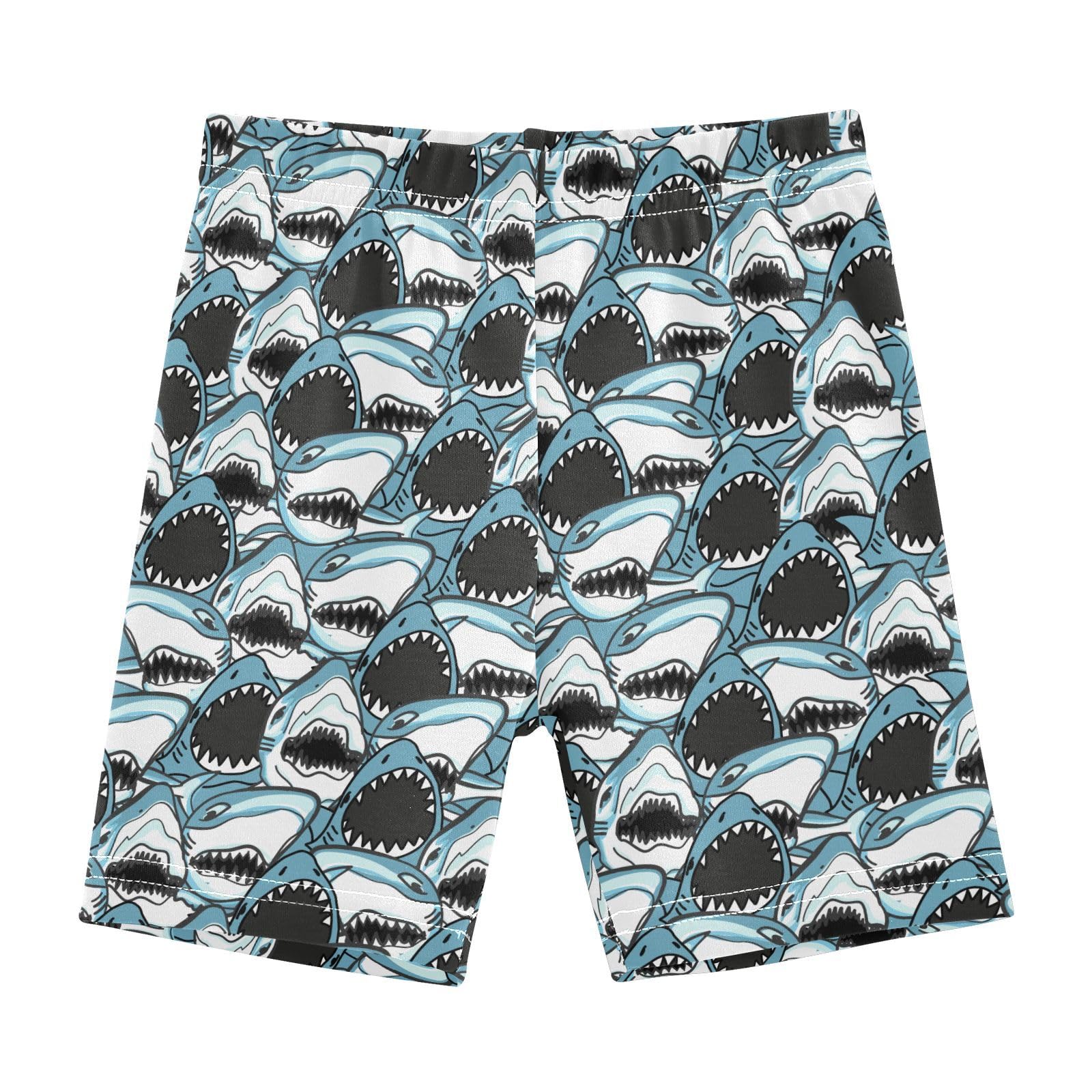 JHKKU Girls Angry Shark Shorts Cotton Cartwheel Bike Kids Biker Under Dress Dance Short Girl Clothes 10Y