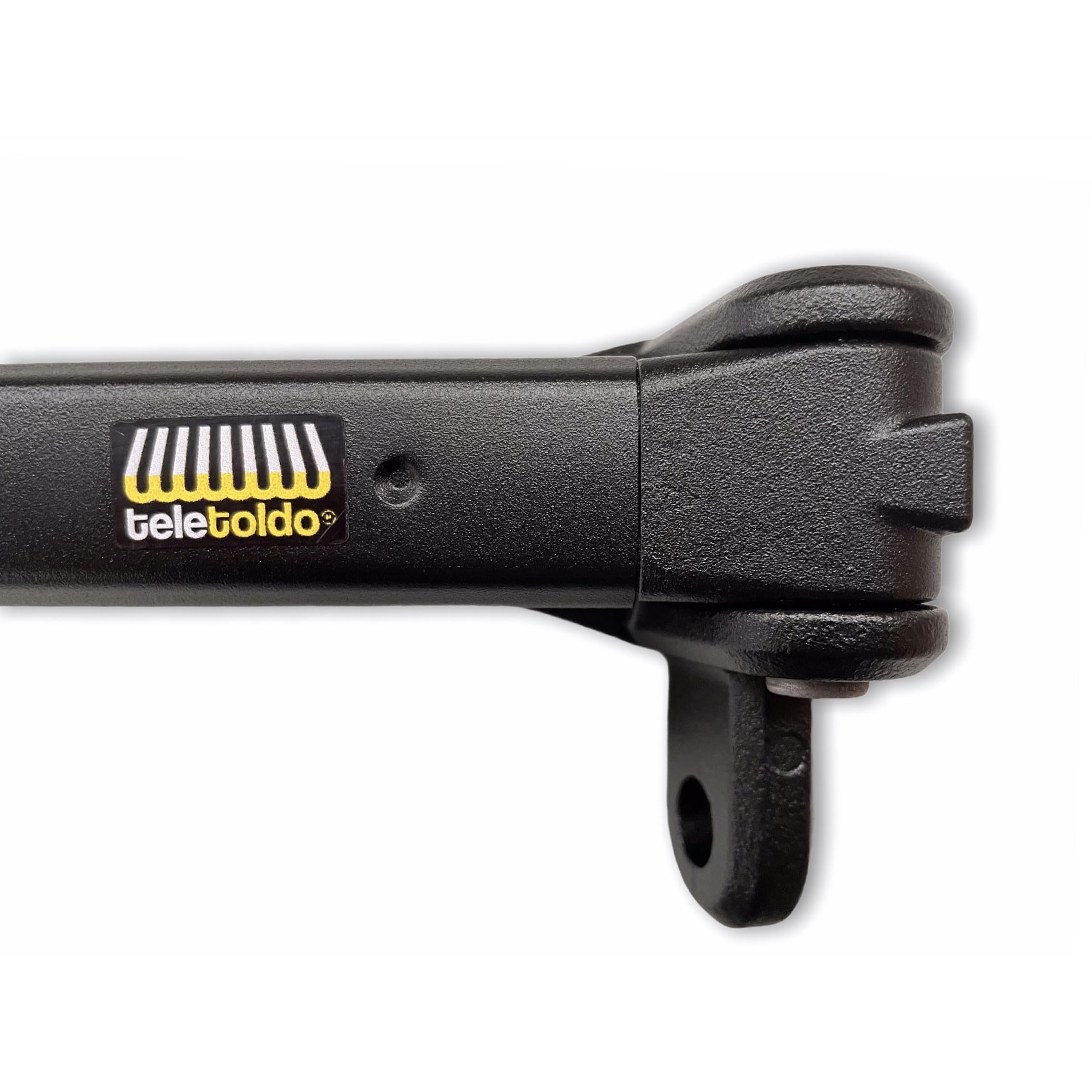 Teletoldo – Kit de Brazos para Toldo de Balcón de 50 ctms. con Sujeción a Barandilla ● Muelle Retráctil ● Pletinas + Tornillos + Embellecedores Incluidos ● Color Negro