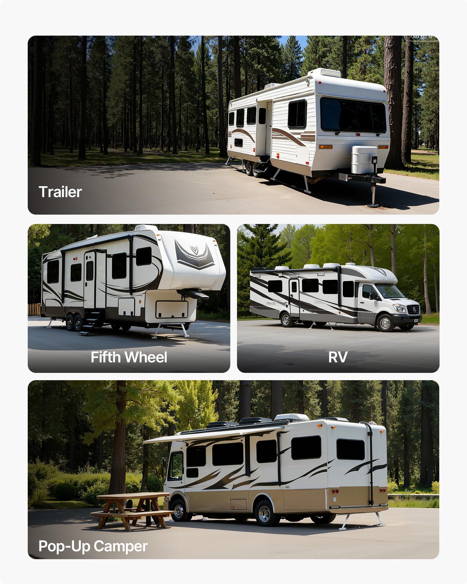 VEVOR Stabilizzatore per Paraurti per Camper, Set di Supporto per Caravan Rimorchi e Semirimorchi, Cavalletti di Sostegno per Auto, Altezza Regolabile da 304,8 a 711,2 mm, Peso di 2,8 kg, 2 pz