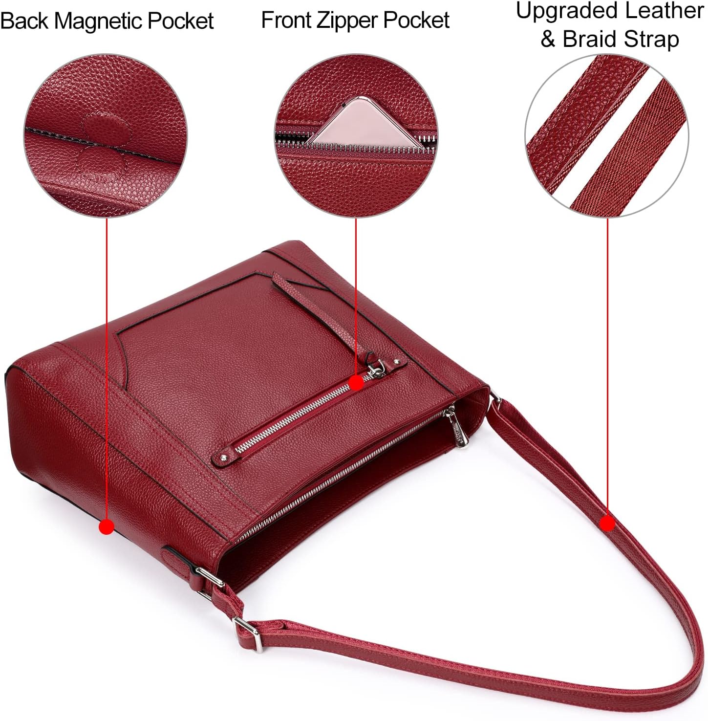 S-ZONE Medium Women Genuine Leather Crossbody Bags Cowhide Shoulder Handbag Ladies Purse - Image 6