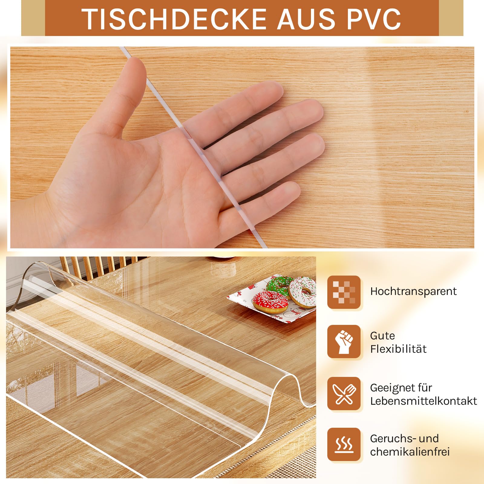 WOLTU Mantel Transparente PVC Impermeable, Protector de Mesa, 100x200 cm | Mantel impermeable de plástico rectangular, ideal para comedor y oficina