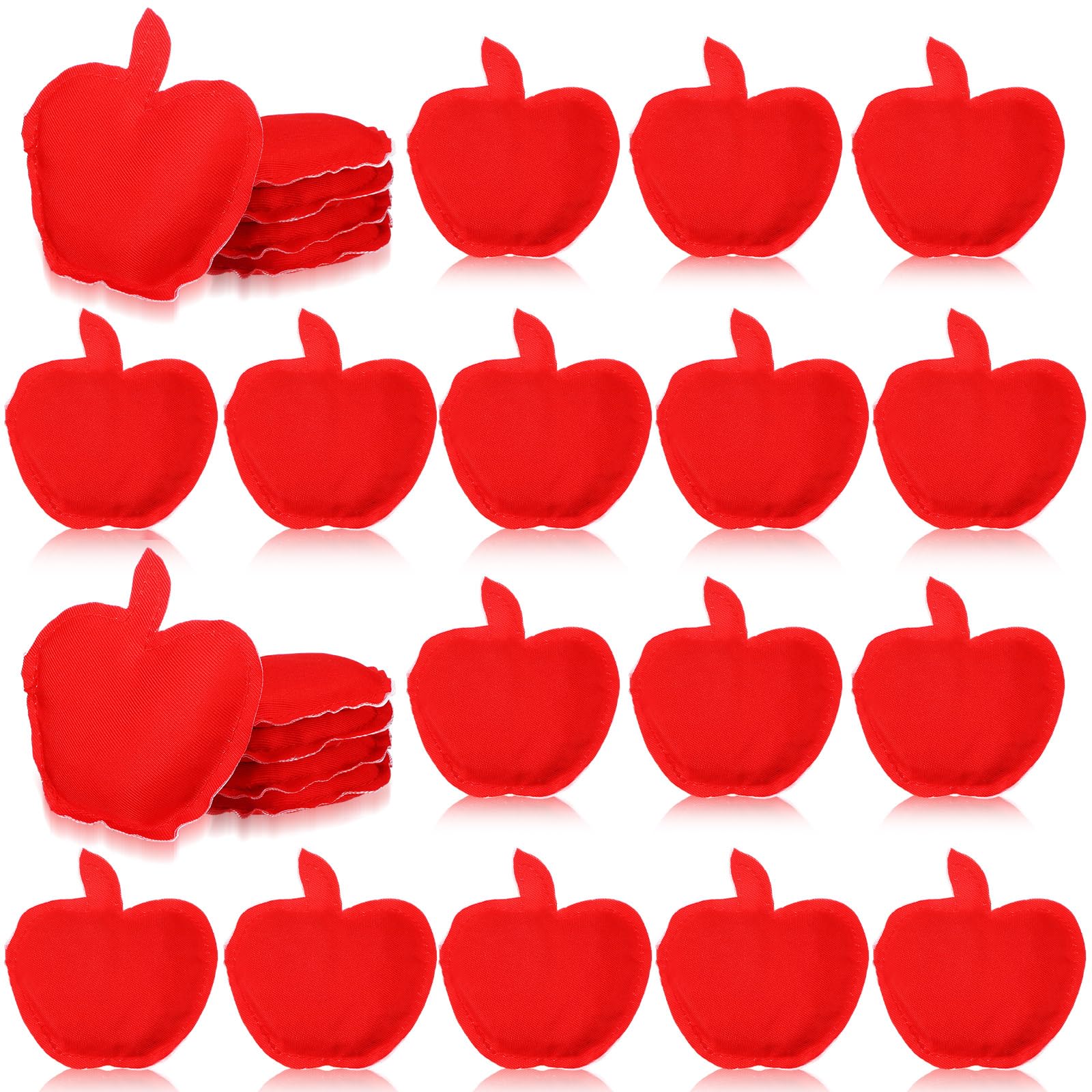 Foilswirl 24 Pcs Apple Bean Bags, Apple Shaped Red Bean Bags for Cornhole