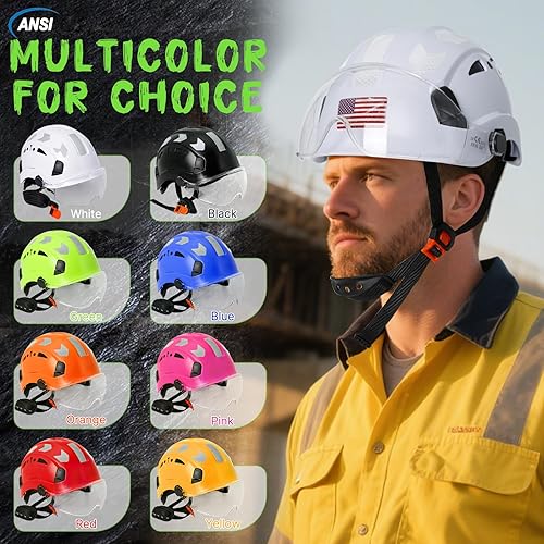 Miniatura 8 de AOLAMEGS Casco de seguridad de construcción  ANSI Z89.1 OSHA aprobado por la OSHA cascos de seguridad con correas para la barbilla, sombreros