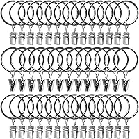 Vista 28 de Paquete de 100 anillos de cortina con clips, clips para cortinas con anillos, anillos de cortina de 1.26 pulgadas de diámetro interior, se adapta a
