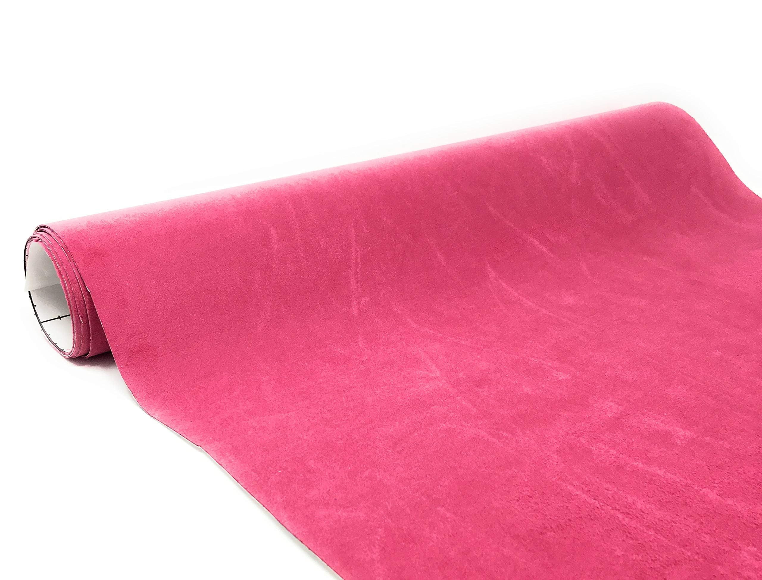 Suede Fabric Wrap - Self Adhesive Film Sticker 8 x 55 Inches Silky Decal Sheet for Car Interior Furniture Upholstery DIY Elastic Stretch Peel and Stick Hot Pink