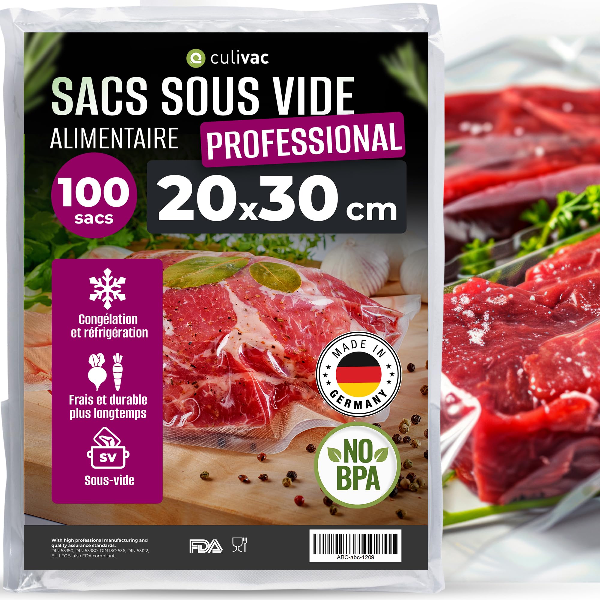 Wevac Lot De 2 Rouleaux Poche Sous Vide 20x3000cm & 28x3000cm Avec Boîte à Découper - Sans BPA