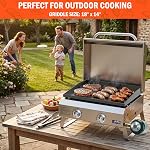 ONLYFIRE GRILLS Flat Top Gas Grill, 2 Burners Propane Gas Griddle with Foldable Legs, Portable BBQ Grill Griddle for Outdoor Barbecue Cooking, Patio Camping RV, Stainless Steel GS318