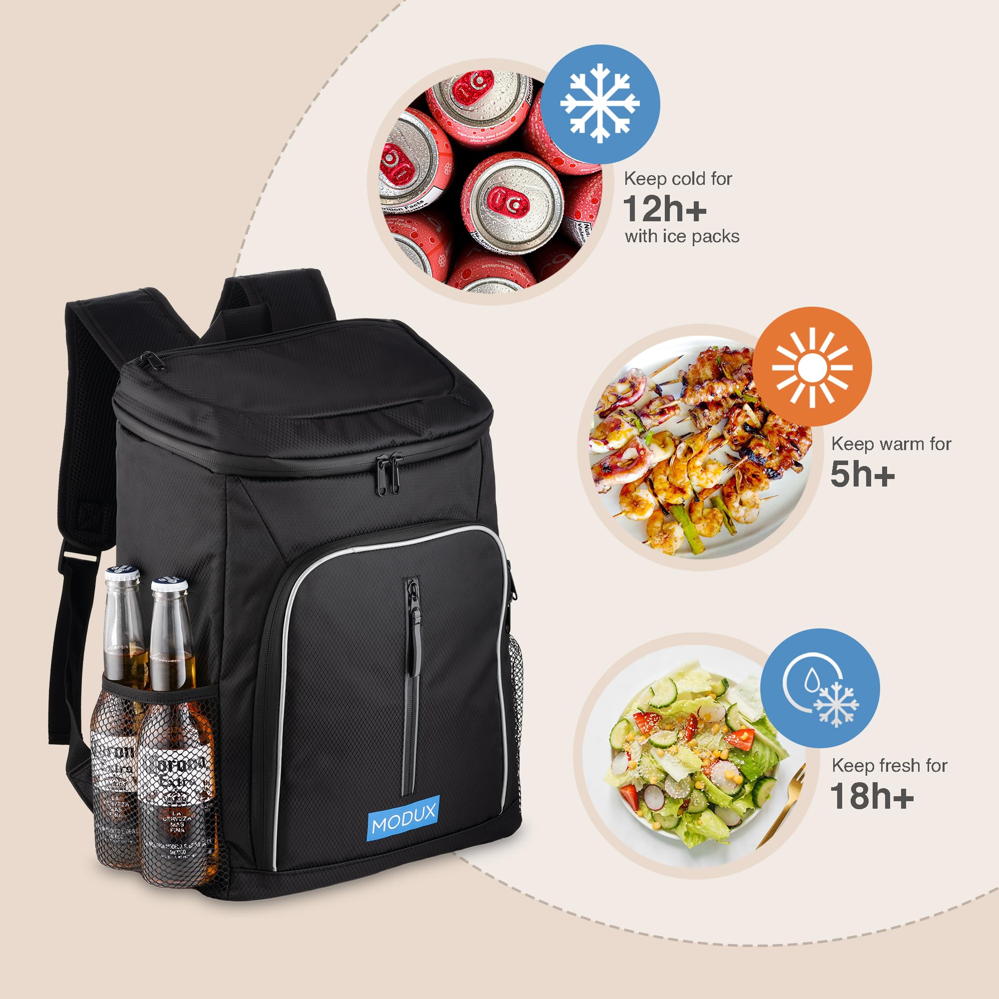30L Kühlrucksack Thermo-Rucksack – Isolierter Kühltasche, Hält Lebensmittel Warm oder Kalt – Perfekt für Camping, Picknick und Grillen Cooler Bag