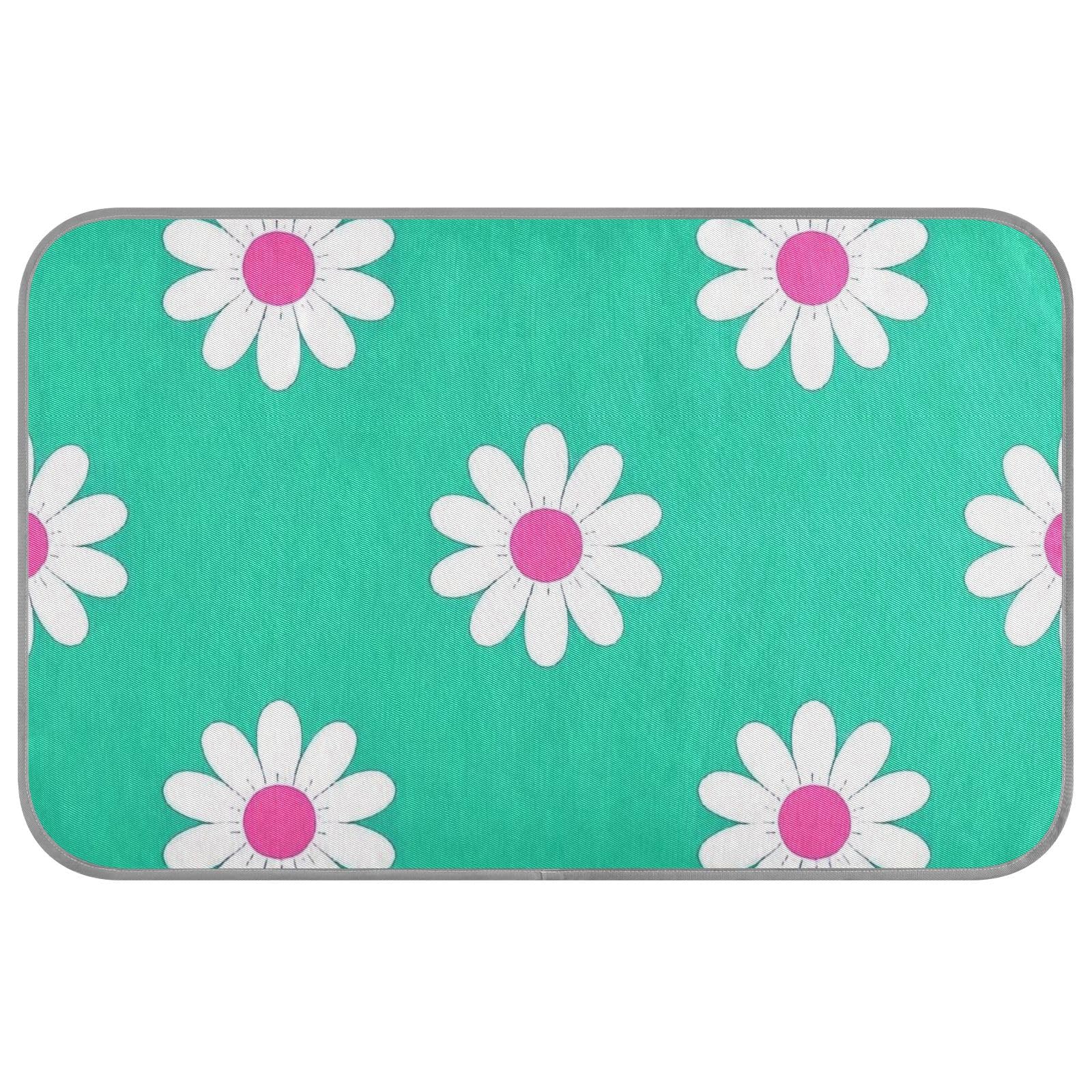 EtherSpher Lovely Daisy Floral Teal White Summer Animal Cooling Self Cooling cat mat for cat Outdoor Cute cama refrescante para Perros M
