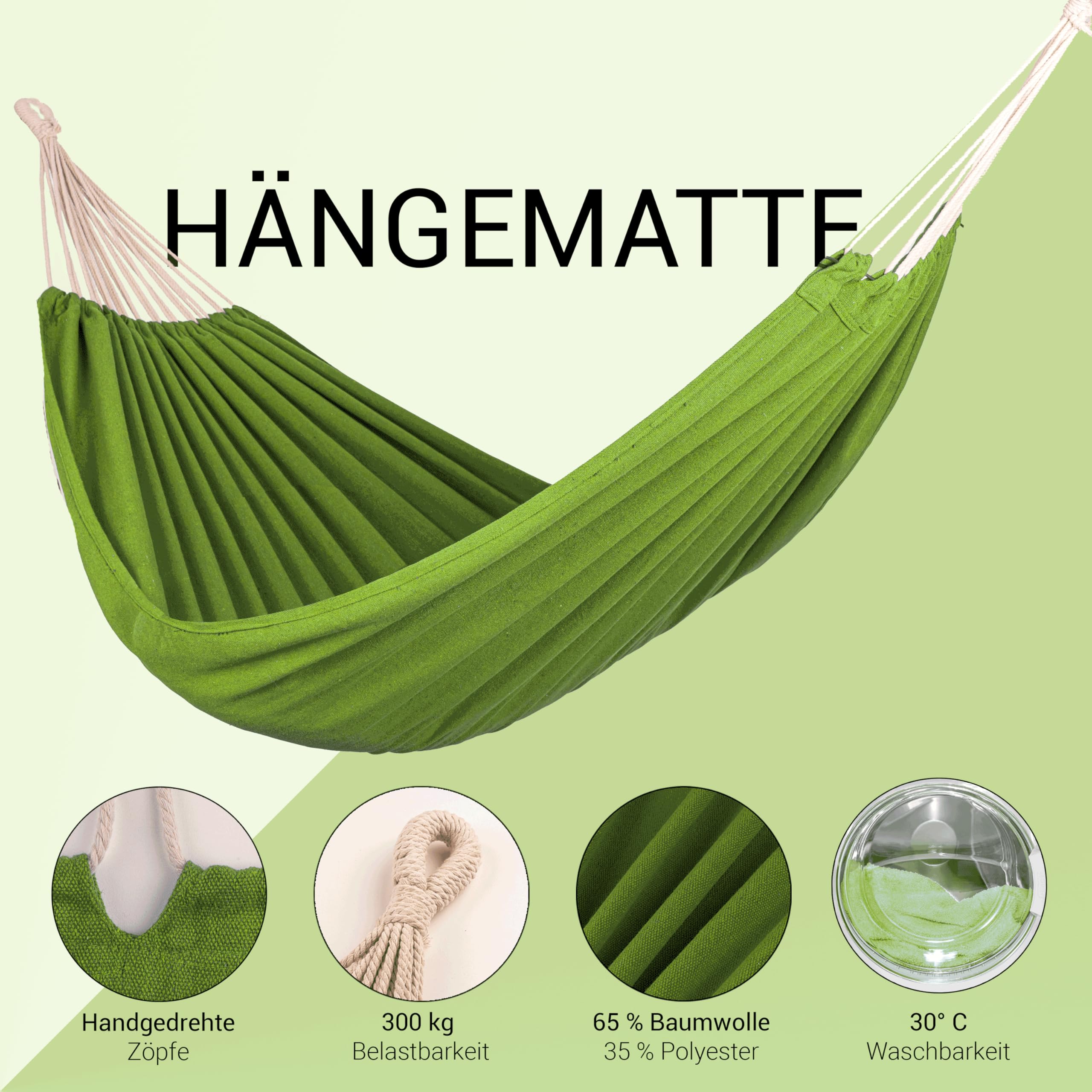 Kronenburg Hammock Additional persons 210 x 150 cm, load capacity up to 300 kg TÜV SÜD tested, green Garden