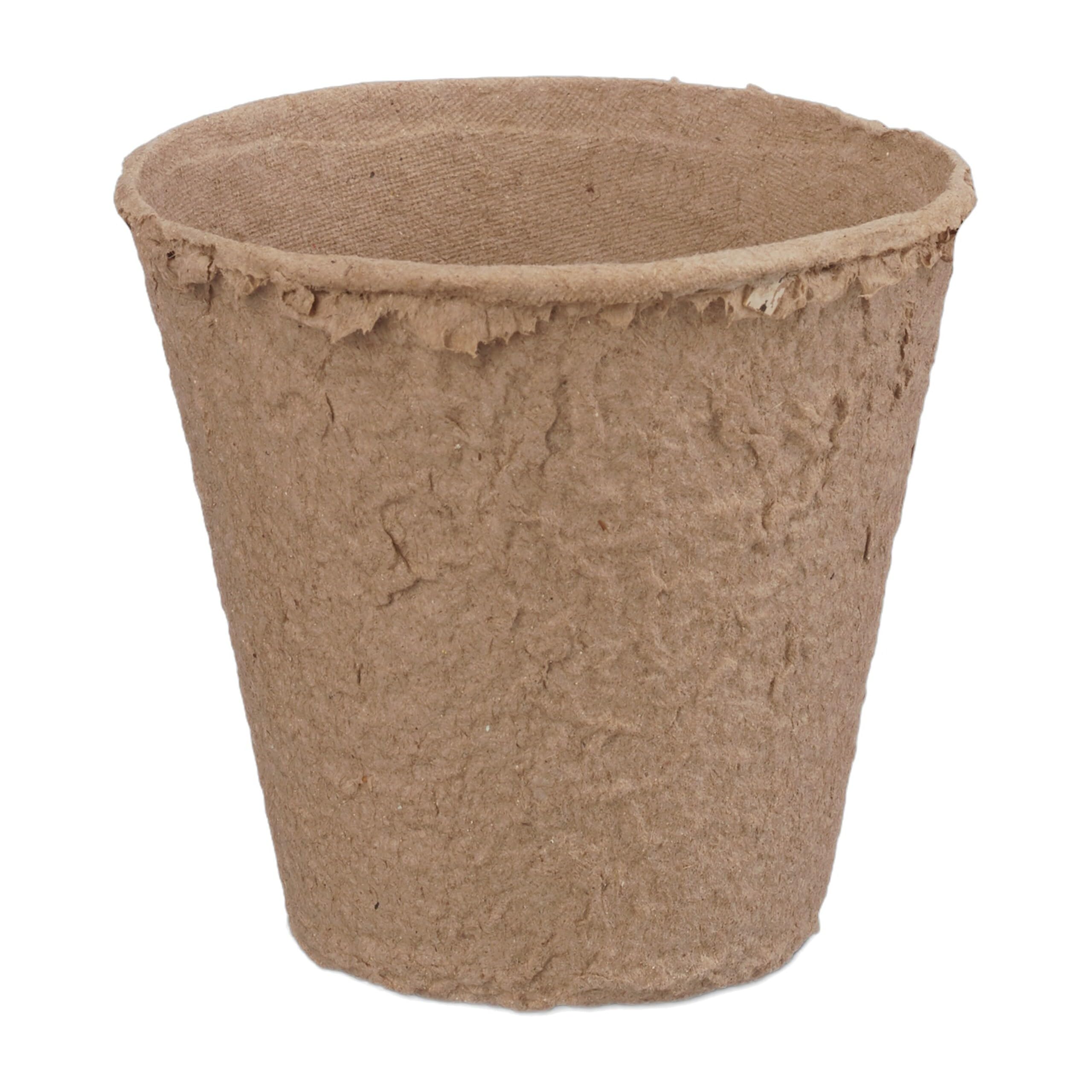 Relaxdays Doniczki w zestawie, biodegradowalne, dla roślin, 80 sztuk doniczek, celuloza, okrągłe, 8 cm, beżowe