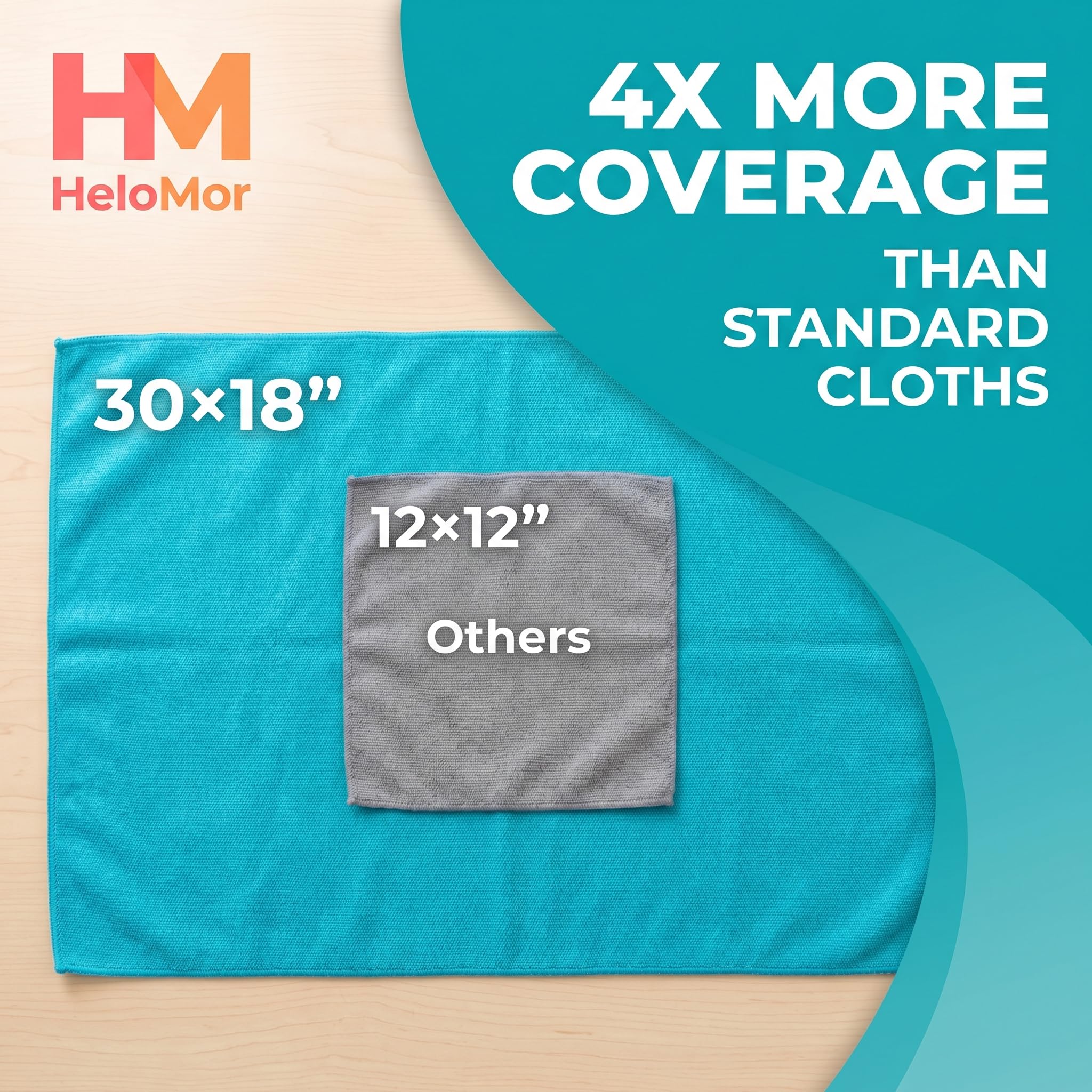 HELOMOR 6 paños de Limpieza de Microfibra extragrandes, 30 x 18 Pulgadas, para fregona de escobilla de Goma, Trapos de Color Multiusos, Reutilizables para el Piso de la casa, Cocina, Coche, Ventana