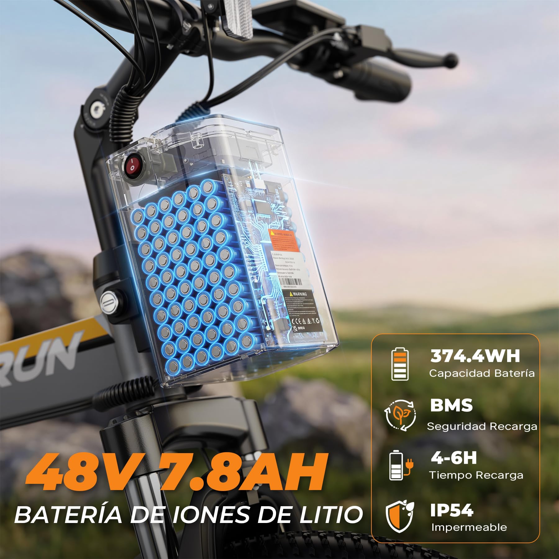 VARUN 26'' Bicicleta Electrica Plegable, 48V 374.4Wh Batería Extraíble | Motor de 250W 55Nm, 25km/h, Suspensión Total E Bike,Bici Electrica Montaña de 7 Velocidades, Apto para Ciudad/Montaña/Grava