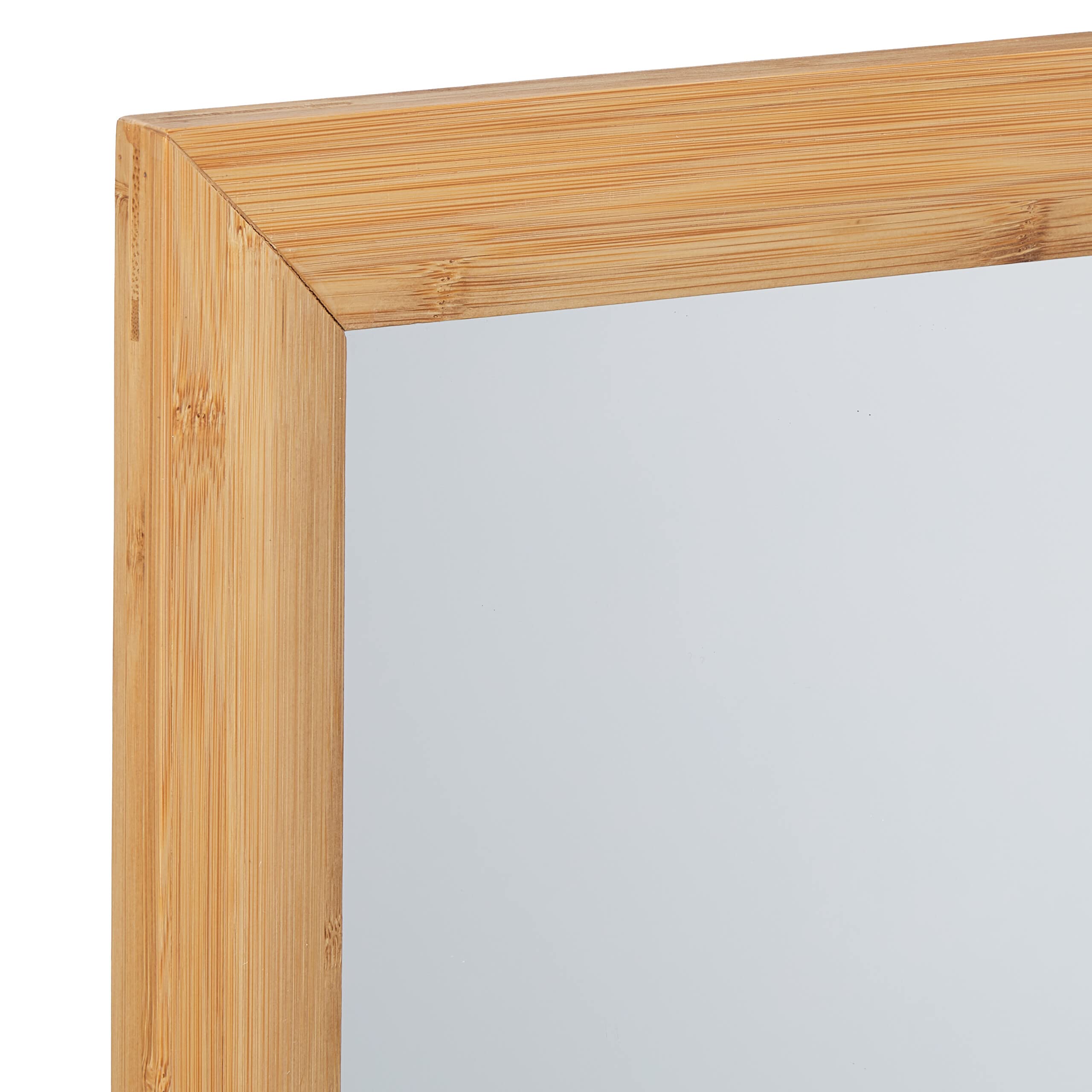 Relaxdays Espejo Pared Colgante, Marco de Bambú, 80 x 60 cm, Decoración de Hogar, Baño, Vestidor y Pasillo, Natural