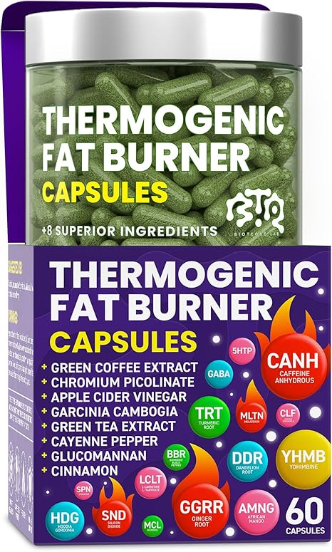 Thermogenic Fat Burner Capsules - Weight Loss Pills for Women & Men, Appetite Suppressant, Metabolism Booster - Green Tea, Coffee Extract, Garcinia Cambogia - Diet Pills for Weight Loss - 60 Capsules Thermogenic Fat Burner Capsules - Weight Loss Pills for Women & Men, Appetite Suppressant, Metabolism Booster - Green Tea, Coffee Extract, Garcinia Cambogia - Diet Pills for Weight Loss - 60 Capsules