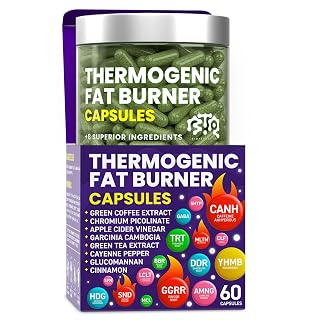 Thermogenic Fat Burner Capsules - Weight Loss Pills for Women & Men, Appetite Suppressant, Metabolism Booster - Green Tea, Coffee Extract, Garcinia Cambogia - Diet Pills for Weight Loss - 60 Capsules - Amazon product rated Grade A