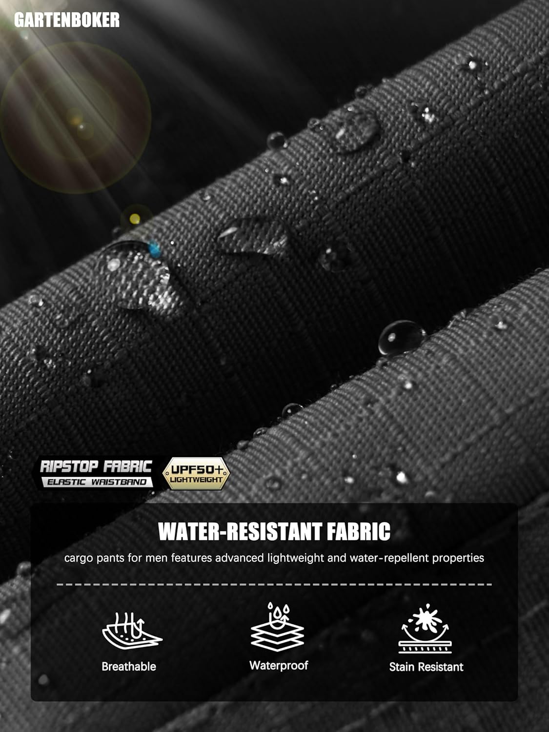 Men's Tactical Pants Lightweight Water Resistant Cargo Pants Flex Ripstop EDC Work Hiking Outdoor Pants Dark Grey 32W x 34L - Image 9