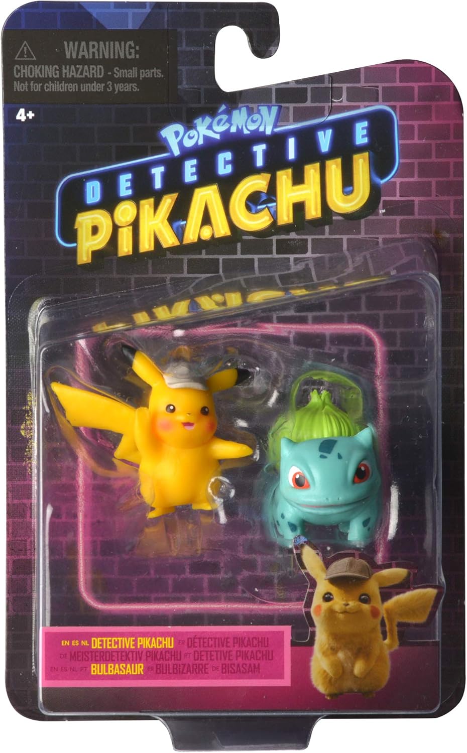 Pokemon Bandai Film Detective Pikachu WT97598 Pack of 2 Figures 5 cm Pikachu & Bulbasar