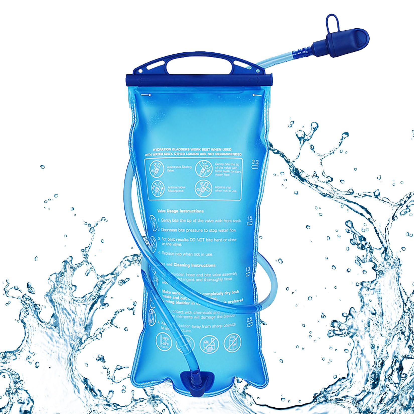 Vessie à Eau 2L Pour Randonnée, Running, Vélo Et Escalade – Réservoir Souple Et Hygiénique Avec échelle De Mesure