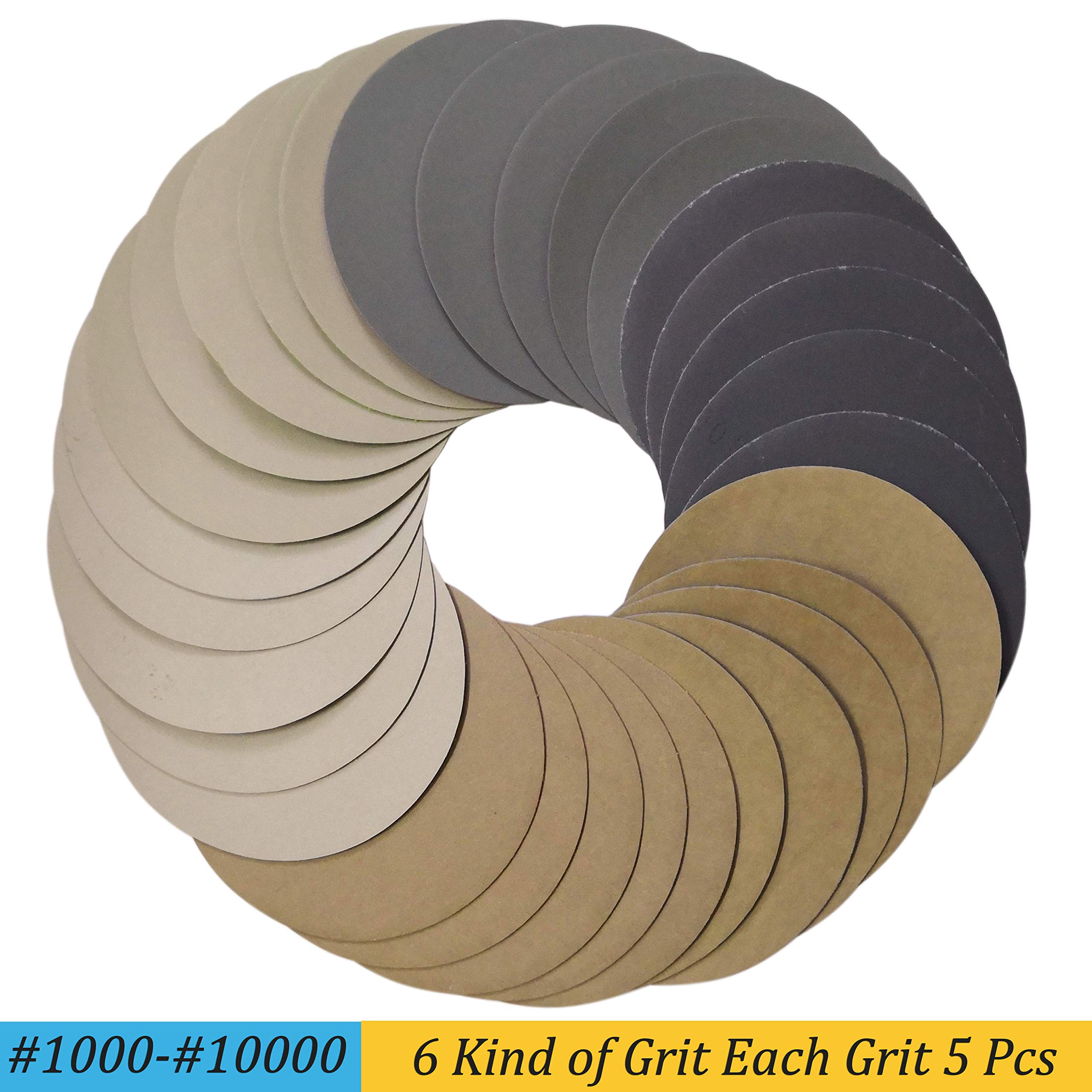 Utoolmart Lot De 10 Disques Abrasifs Auto-agrippants De 150 Mm De Diamètre - Grain 800 - Pour Ponceuse Orbitale Aléatoire - Marron