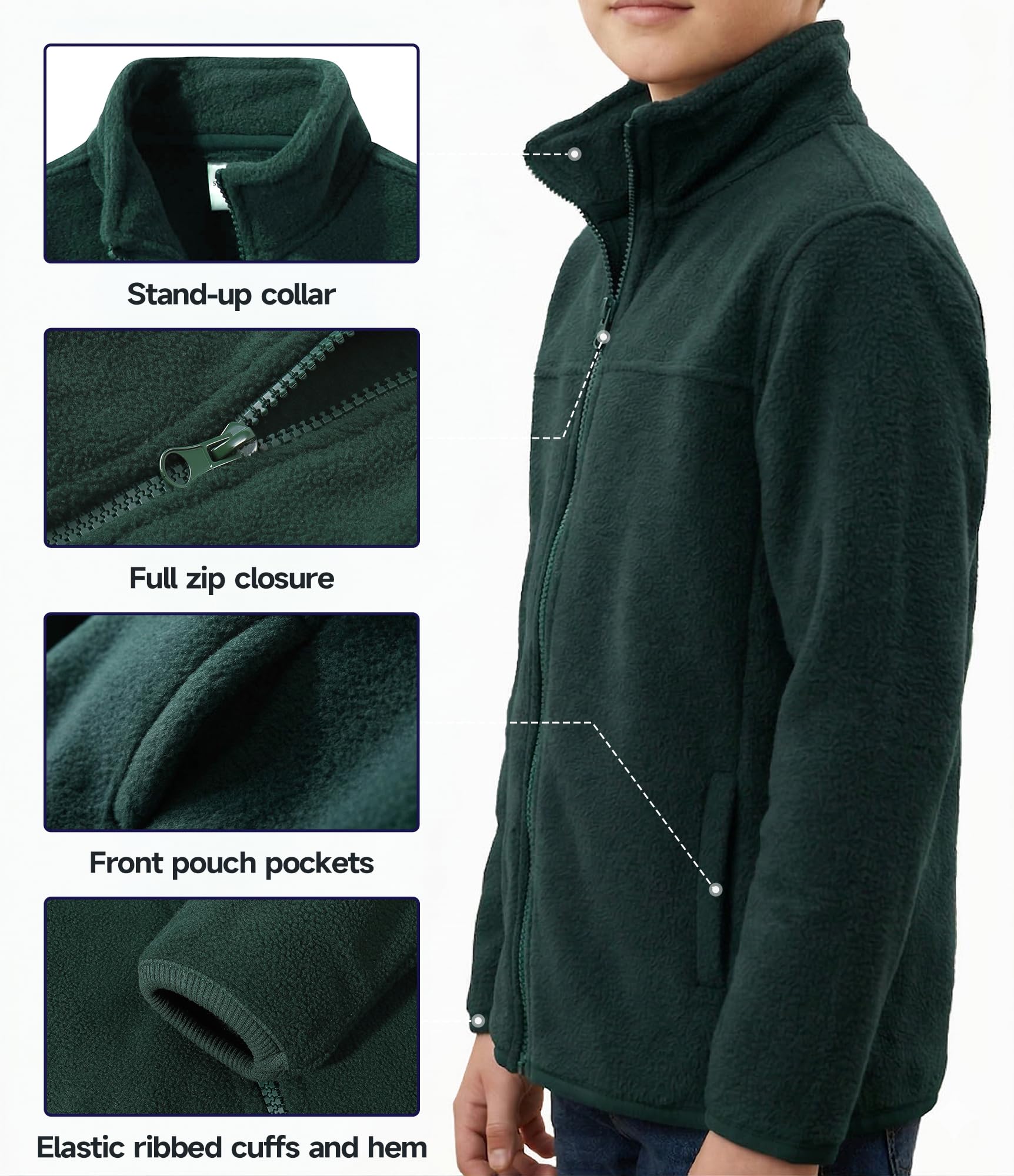 Spring&Gege Fleece Jacket Classics Full Zip Blouson de Sport Garçon