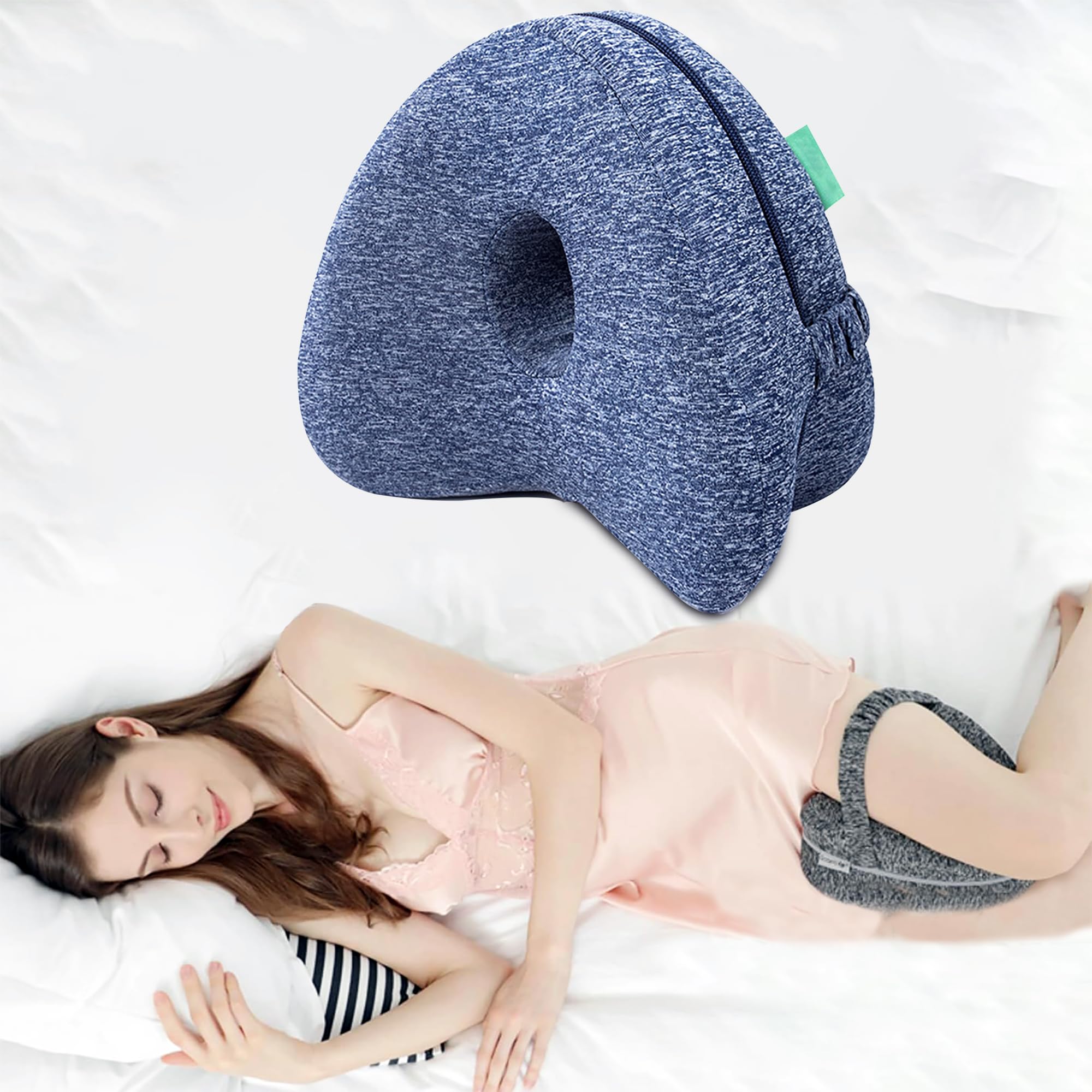 WDEC Coussin Relève-Jambes Mousse Mémoire De Forme - Oreiller Jambes Et Genoux Bleu