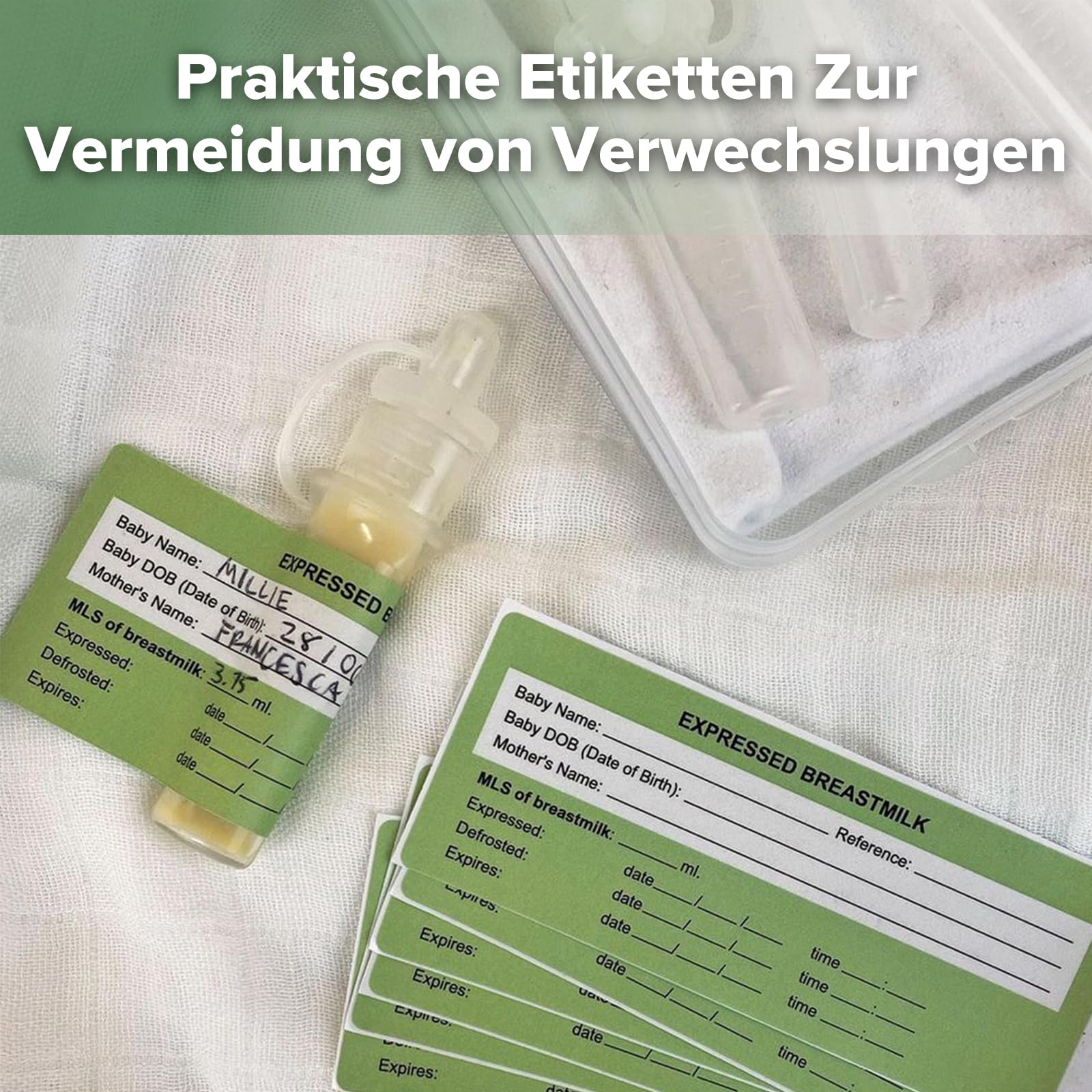 haakaa Silikon Kolostrum Sammler & Milchauffänger Set, BPA-frei, Wiederverwendbar, Mit Baumwoll-Reinigungstuch, Etikettenaufklebern und Aufbewahrungsbox, 4 ml/6 Stück