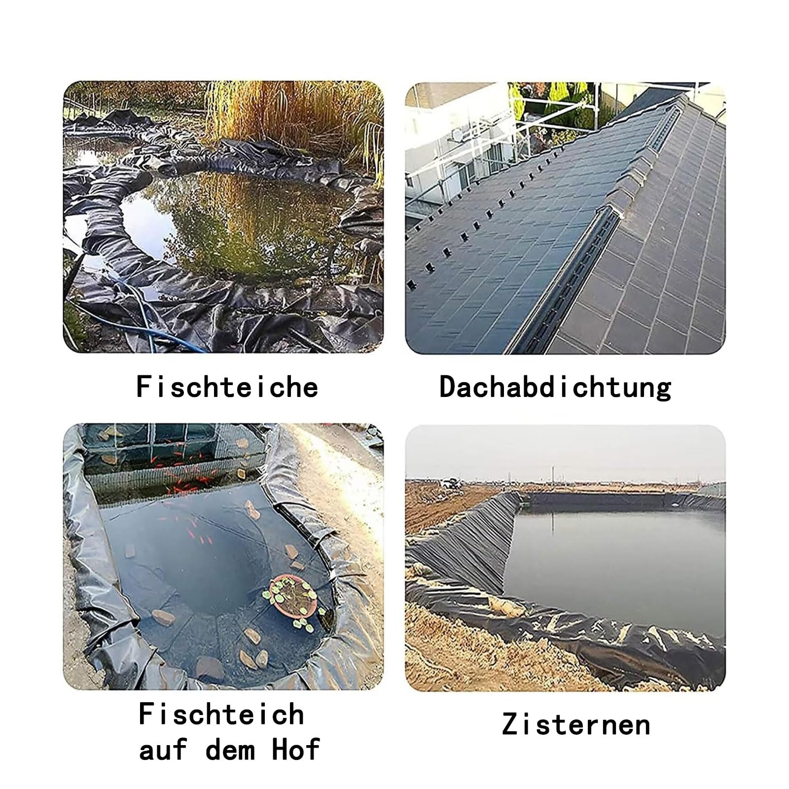 HDPE Teichfolie 3x10m,Schwarz HDPE Teichfolien Schwerlast,Dichtungsfolie Teichmembran Schwimmteich Folie Gartenteich Teichplane für Fischteiche,Brunnen,Wassergarten und Wasserfall(Größe:3x10m