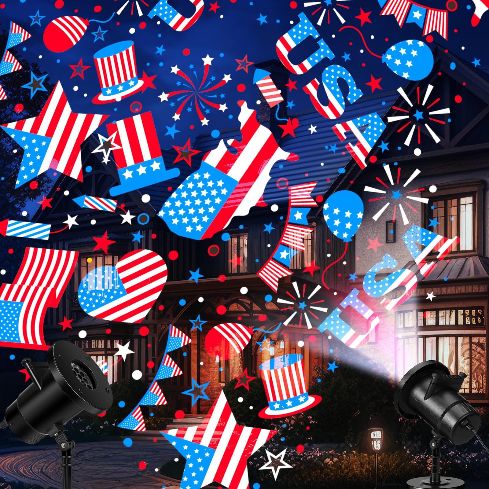 モチーフライト　LEDアクリルサンタ　JOA-190 Amazon.com: Lingvee 4th of July Outdoor Projector Lights 250th
