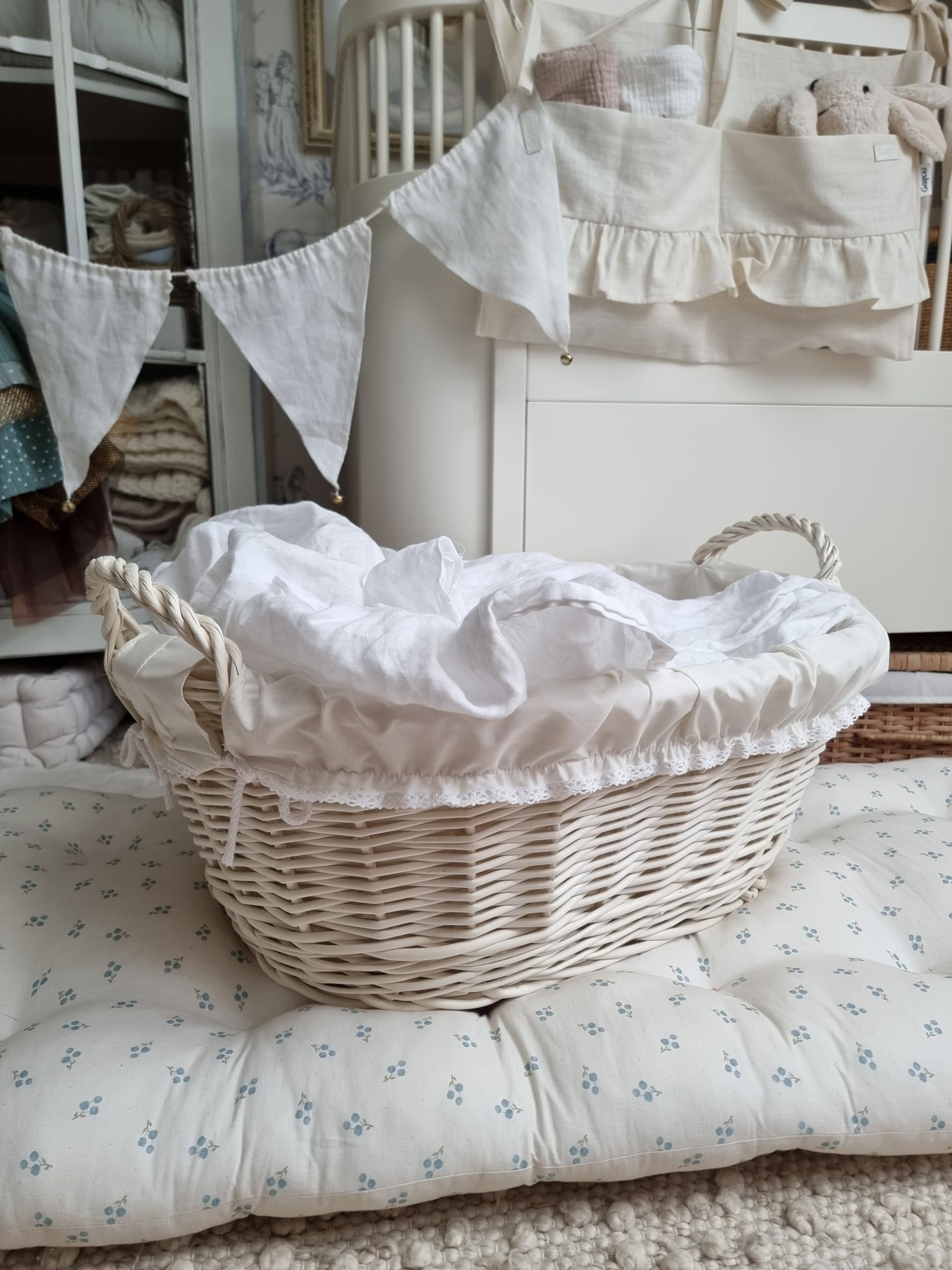 e-wicker24 561-60/W/O Wäschekorb aus Weide, Korb, beige, 60 x 44 x 23 cm