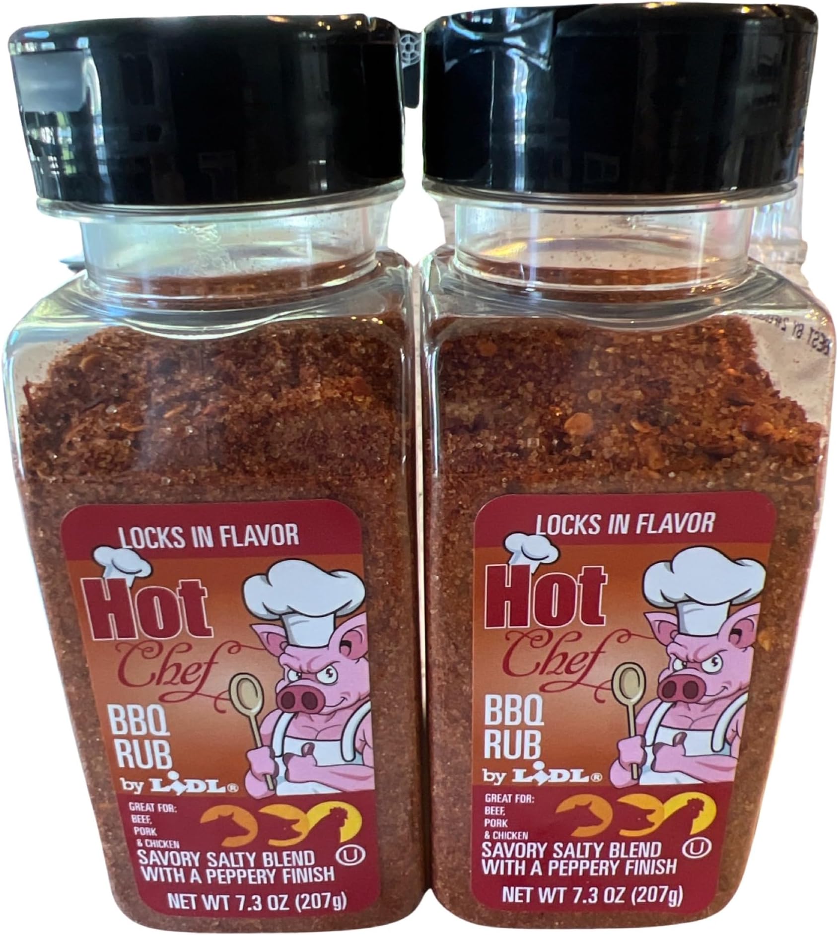 Lidl Grill and BBQ Seasoning Spices - 2pk (Hot Chef BBQ Rub, 2 x 7.3 oz)