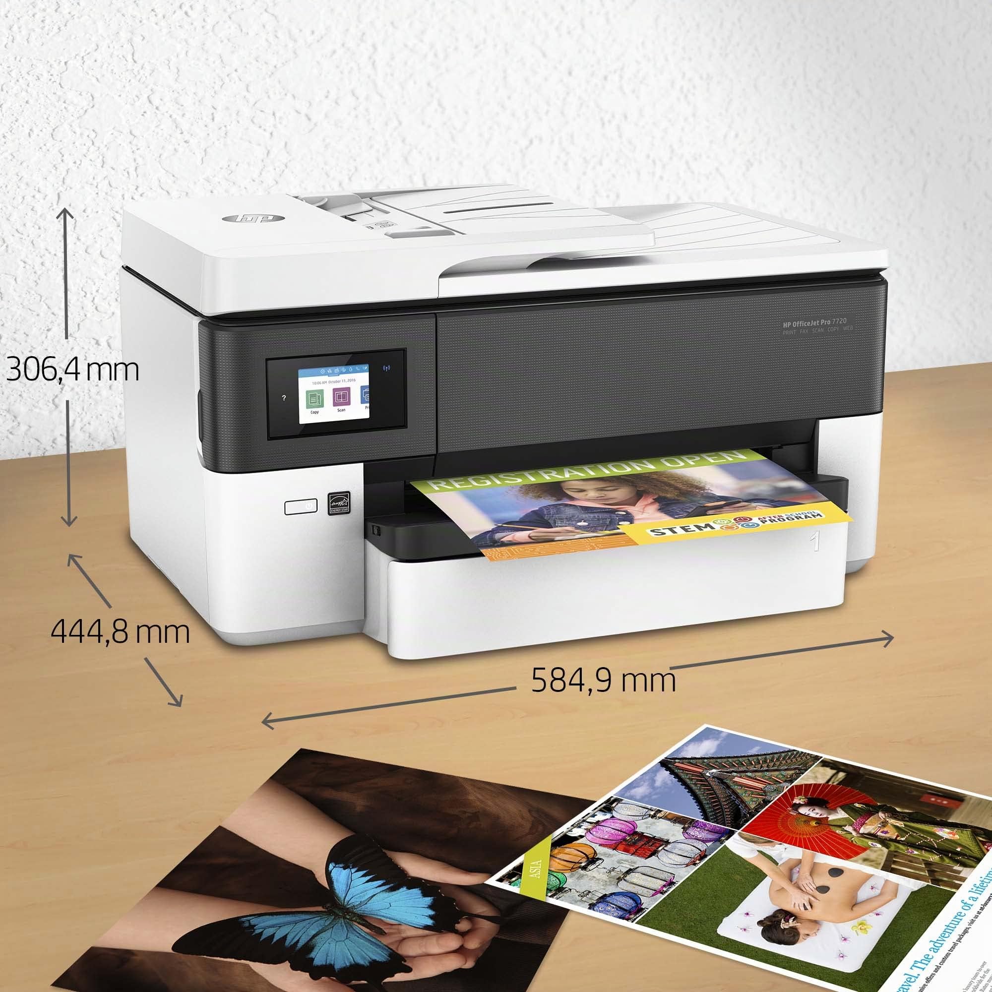 HP Officejet Pro 7720 Imprimante tout en un - Jet d'encre couleur (Photocopie, Scan, Impression, A3, Chargeur automatique de documents, Recto/Verso, Wifi)