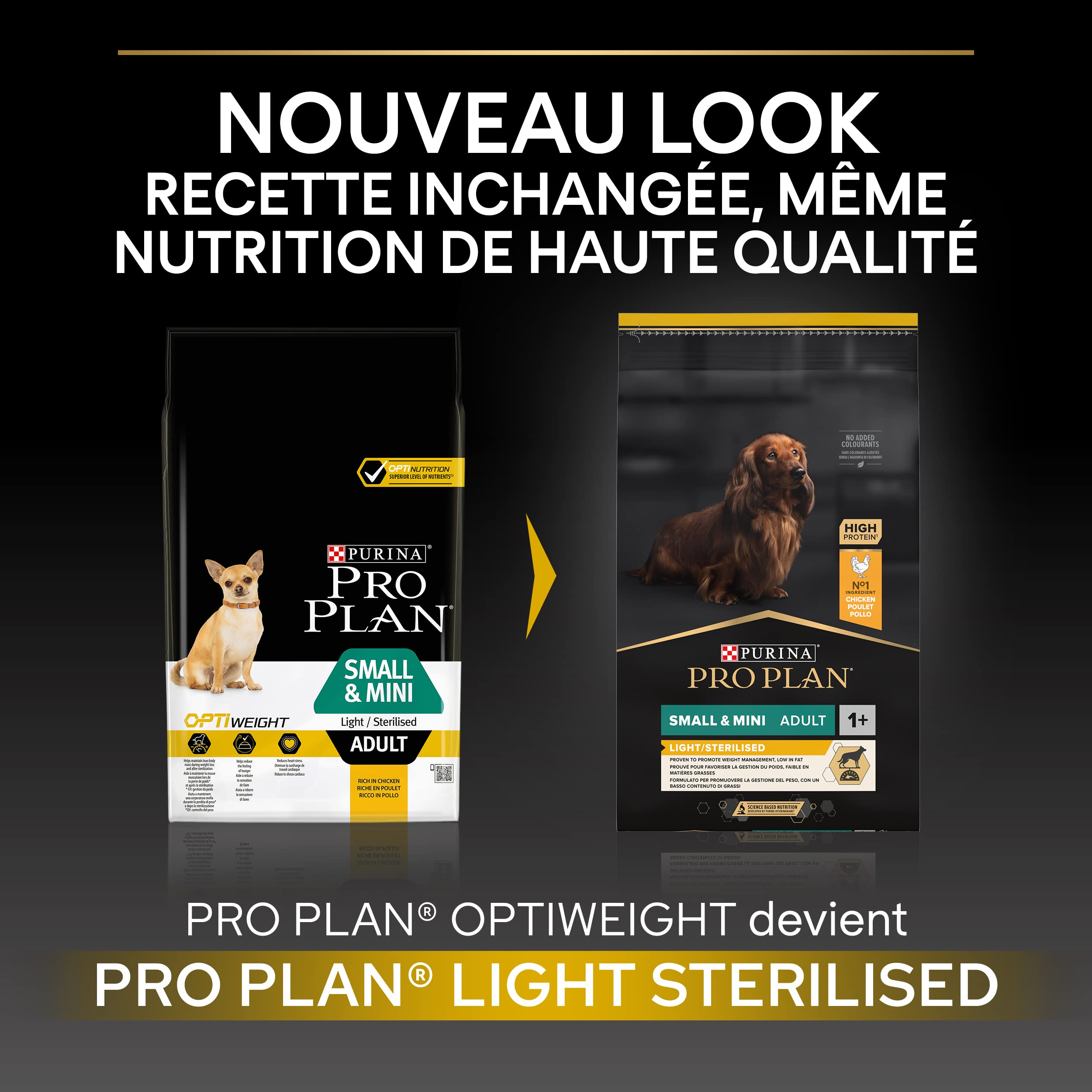 PURINA PRO PLAN | Light/Stérilisé| Chien Adulte de petite taille et mini | Croquettes Riches en Protéines| Au Poulet| Favorise la gestion du Poids | Sac | 7 KG