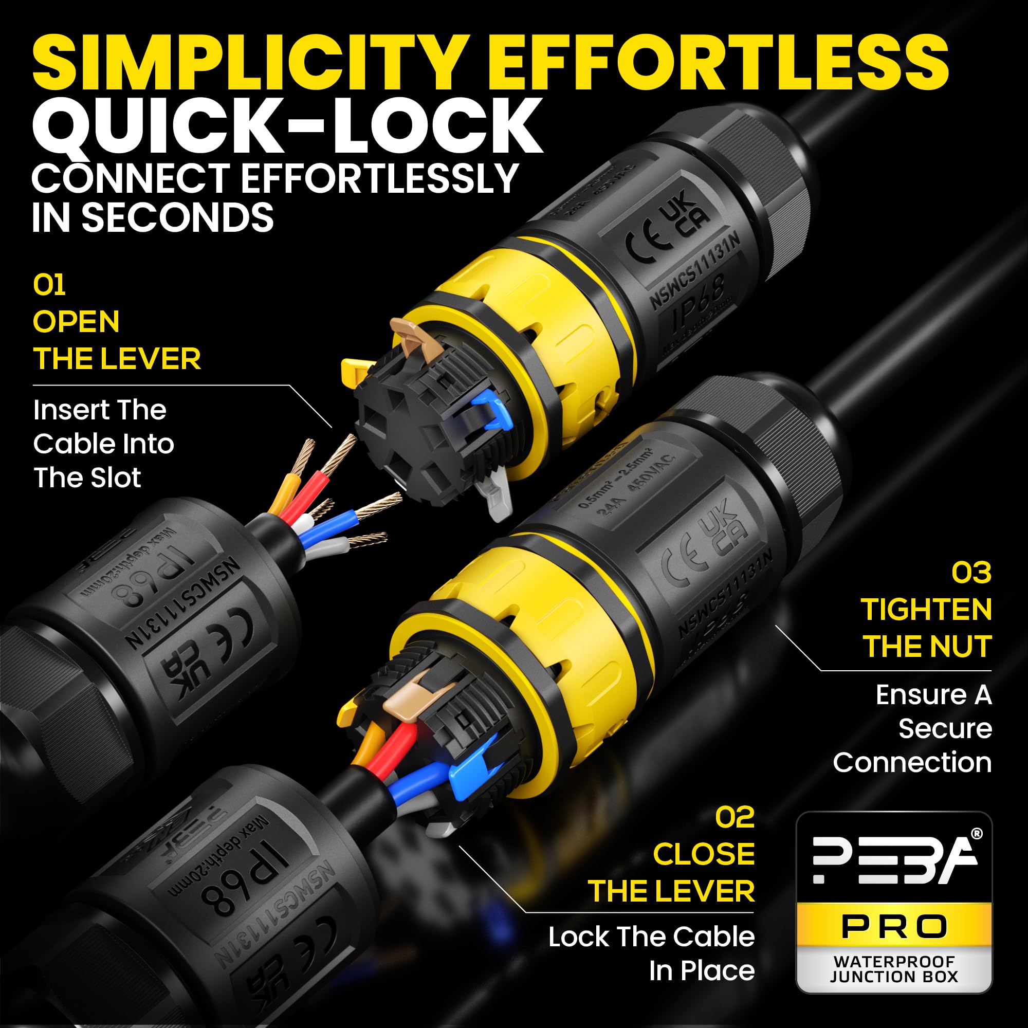 PEBA Cable Connector Waterproof 5-Pin IP68 Pluggable Waterproof Cable Connector - Image 2