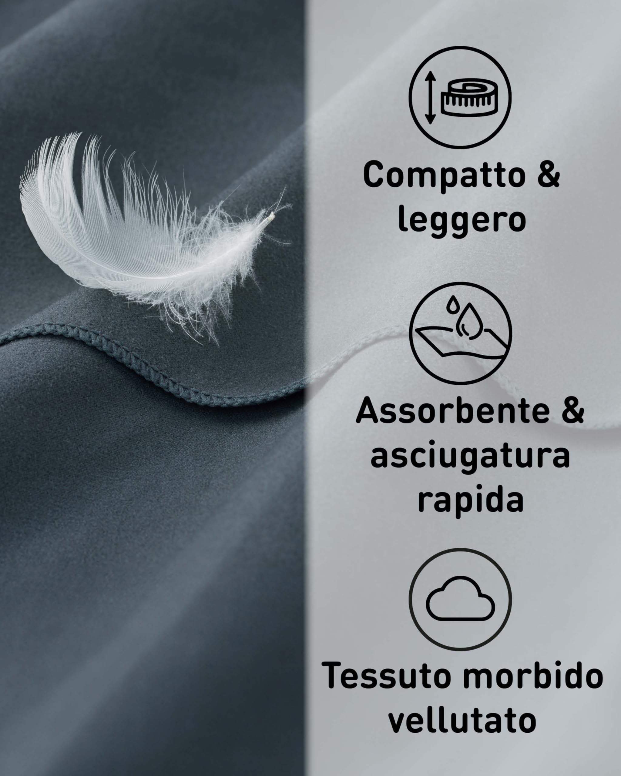 Fit-Flip Asciugamani microfibra - il perfetto telo mare microfibra grande - asciugamano palestra compatto e ultraleggero - asciugamano microfibra - ottimale per viaggio, sport e palestra