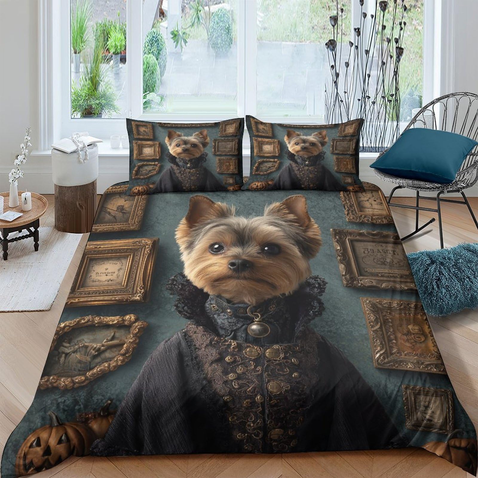 Ctjqhvkz Style-4 3D Printed Royal Dog Portrait Fitted Sheet Microfiber Soft Non-Slip Bed Cover For Bedroom Guestroom Decor Single（135X200cm）