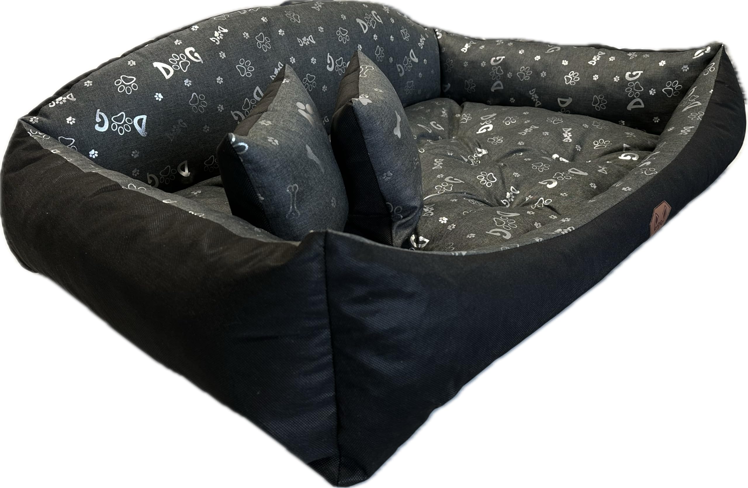 Dogs4Life Cama ortopédica lavable para perros, sofá para perros, cesta para perros pequeños, medianos y grandes (S, gris ceniza con plata. Pft.)