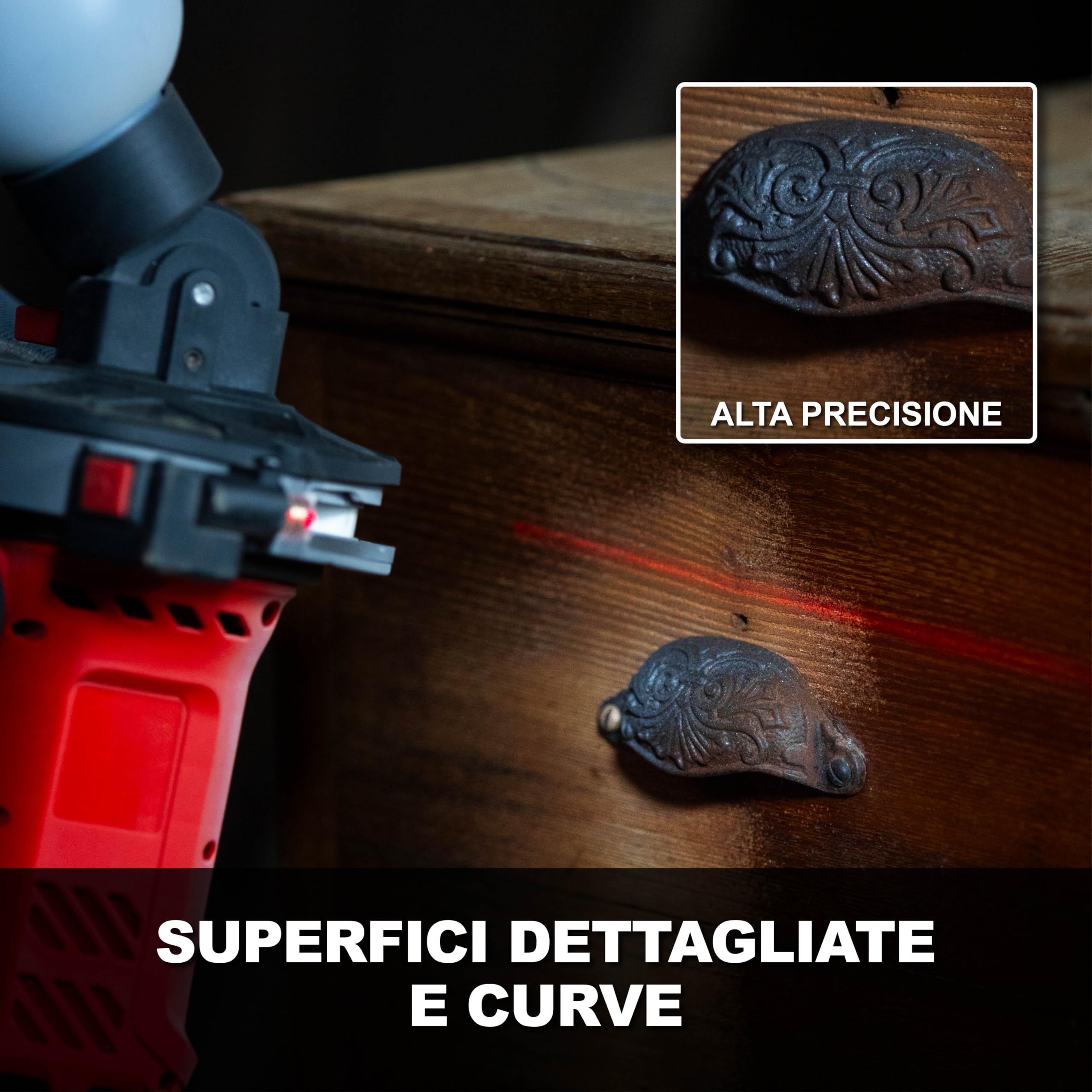 Sabbiatrice portatile manuale, senza compressore – per metallo, legno e vetro – disco in ceramica – puntatore laser per levigatura di precisione – compatibile con Sand 0,2–0,5 mm