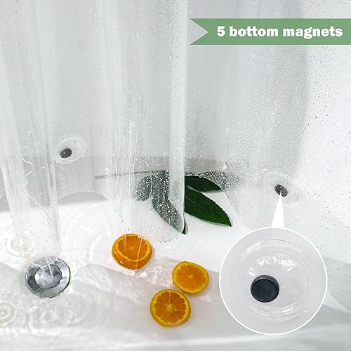 Miniatura 5 de UFRIDAY Forro transparente para cortina de ducha, PEVA con 5 imanes, cortina transparente impermeable para baño, hogar u hotel, 72 x 72 pulgadas