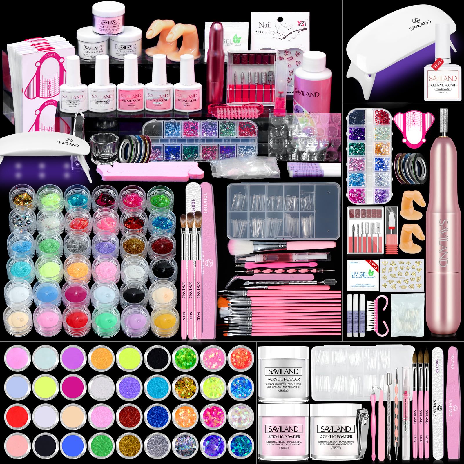 SAVILAND Ultra Acryl Nagel Kit mit Bohrer: All-In-1 Nagel Ki