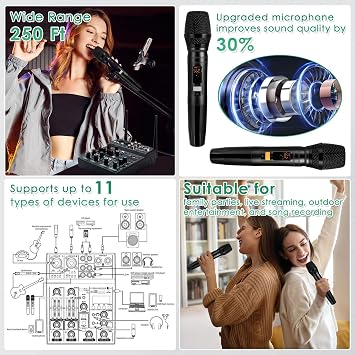 Pro 5 Channel Audio Mixer Mic Set for Live Streaming, Family Karaoke, Studio Recording, Bluetooth Dual Wireless Microphone System with USB Interface & 48V Phantom Power