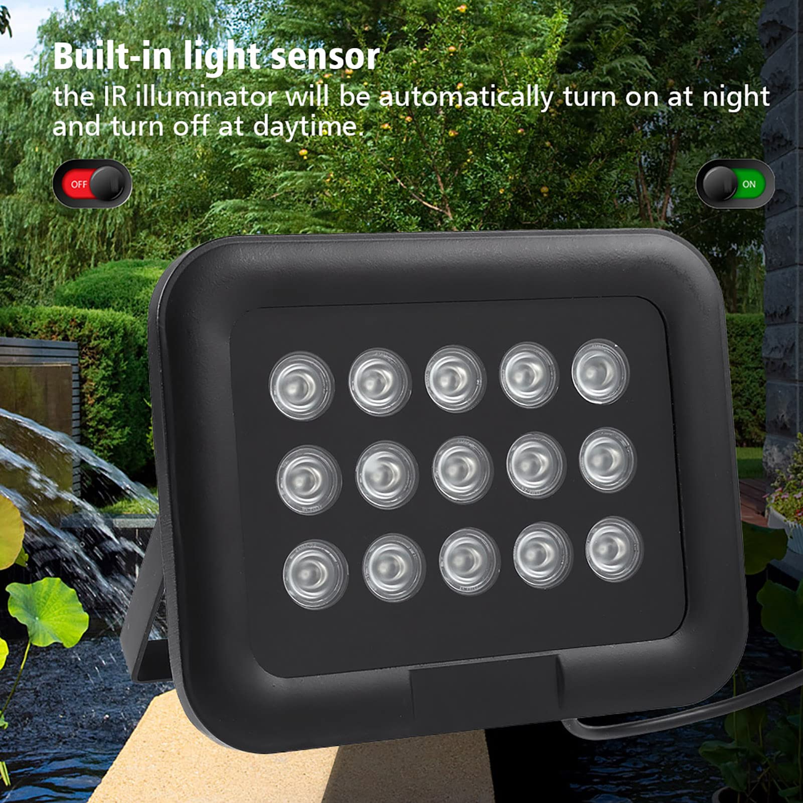 Ir Infrared Illuminators, Adaptable 15Pcs Ir Infrared Led Array Light Ip66 Waterproof Night Camera, Built in Light Sensor LEDs Array Light for IP Camera