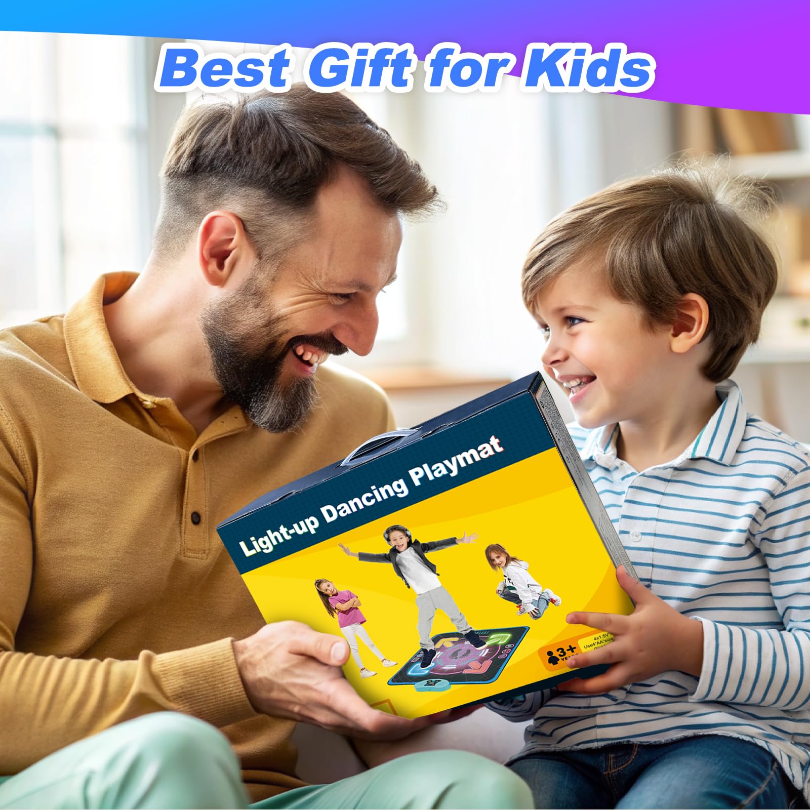 Tappeto Ballo Bambini con Luci, Tappeto Musicale con 3 Modalità e Volume Regolabile,Tappeto Giochi con Musica Integrata, Regalo di Natale Regalo di Compleanno per Ragazzi e Ragazze 4 5 6 7 8 9 10+