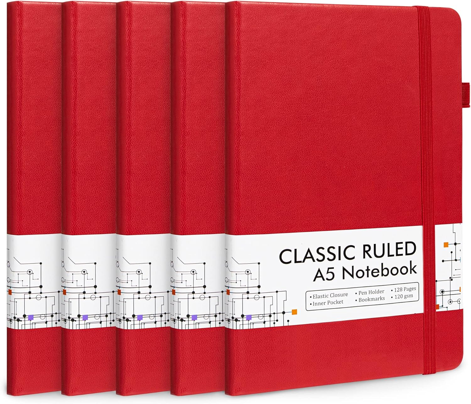 5 Pack Journal Notebook Bulk for School, Feela Hardcover