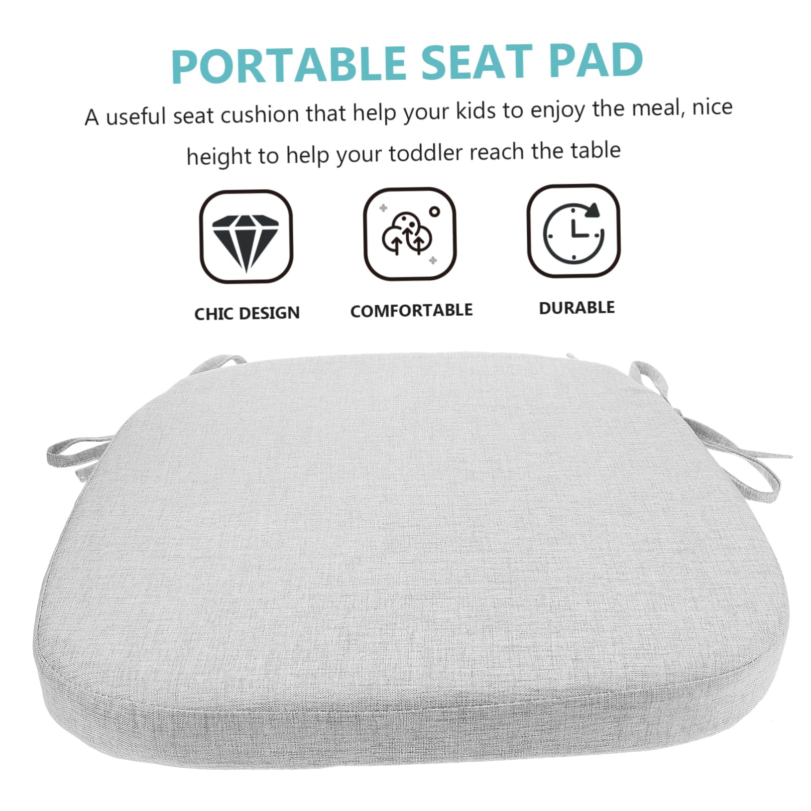 OUNONA Cojín Elevador para Silla de Comedor de Esponja Cuadrado Blanco, Portátil y Ergonómico para Aumentar la Altura en Niños Pequeños y Adultos