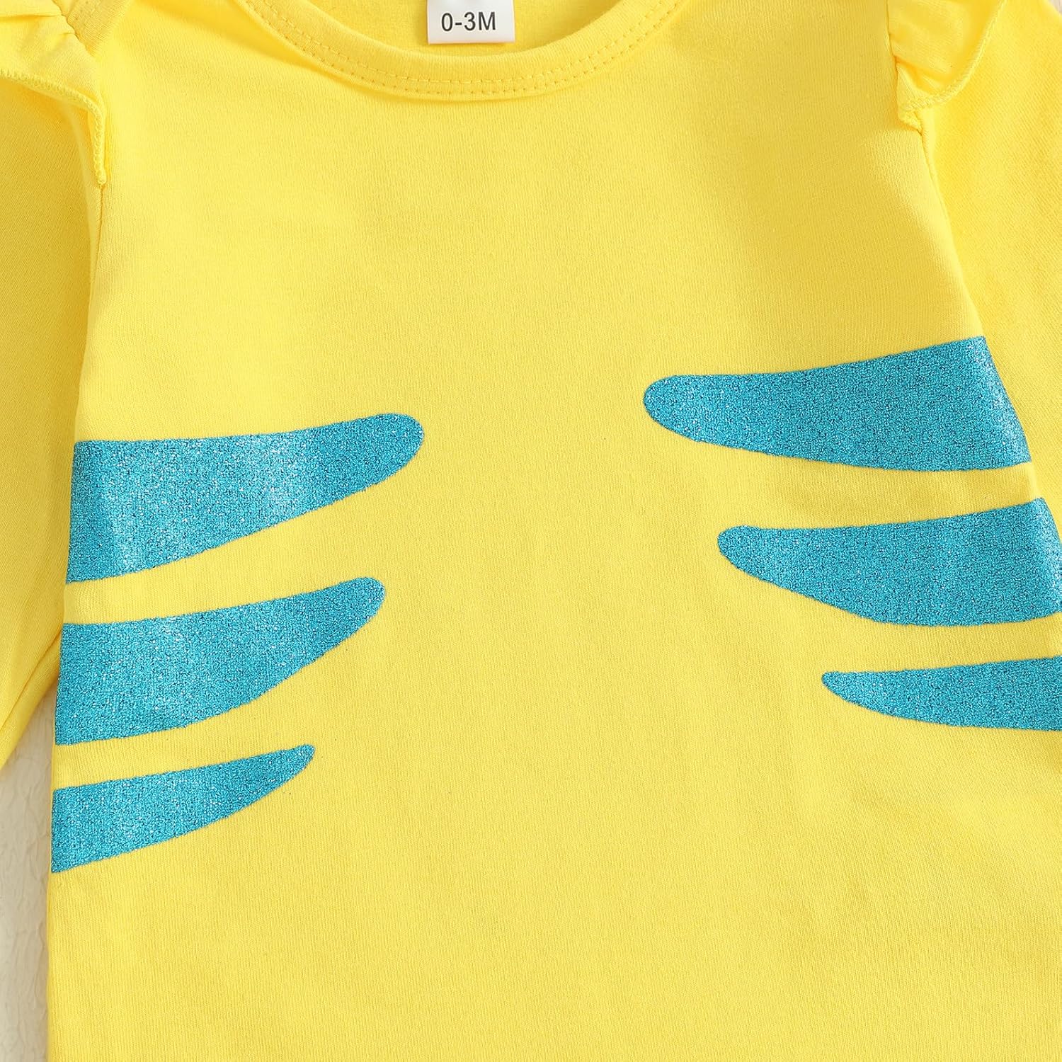 Newborn Baby Girl Halloween Outfit Flounder Costume Long Sleeve Romper with Tutu Skirt Infant Halloween Costumes - Image 5